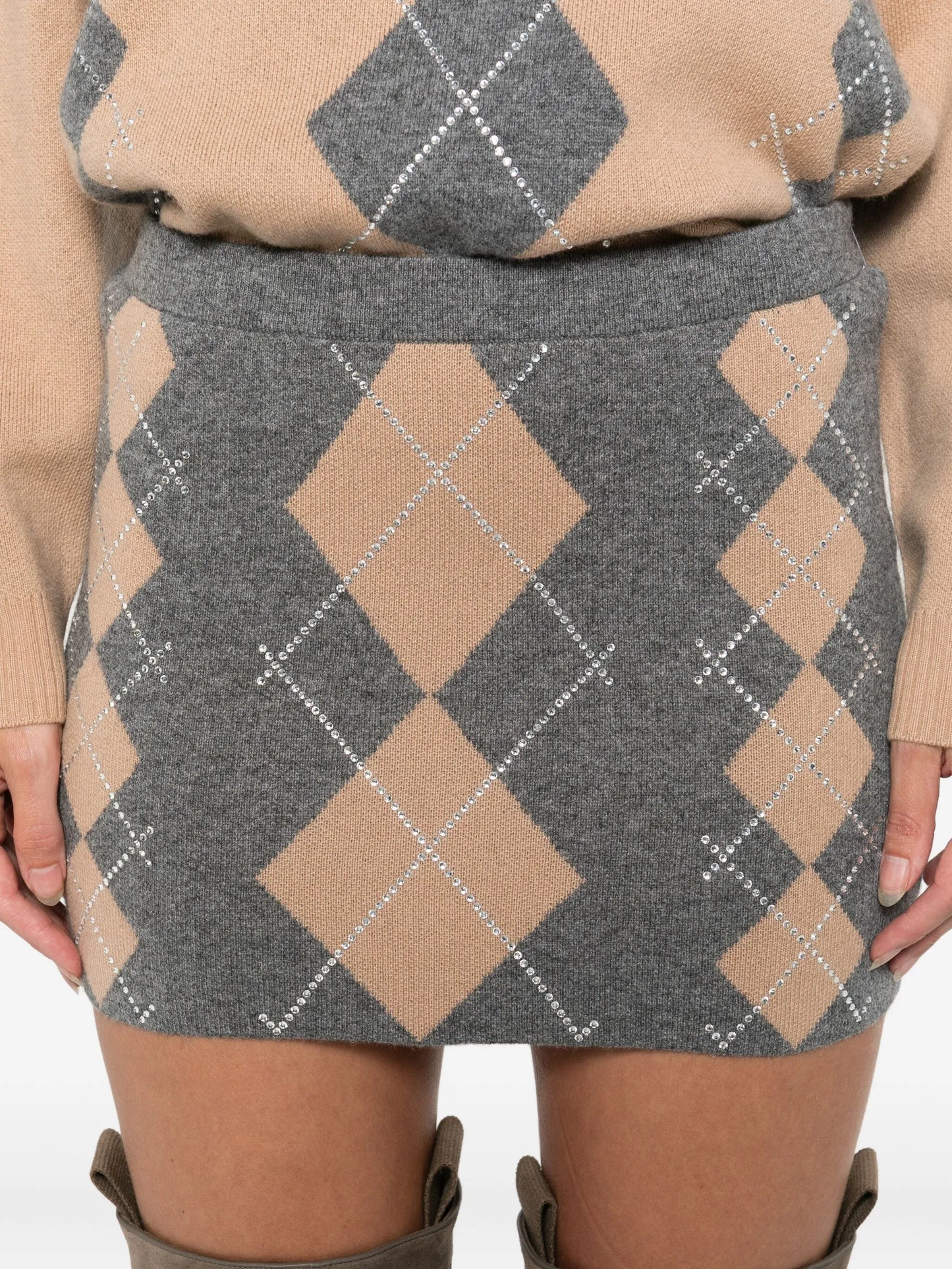 Cecilie argyle-pattern embellished mini skirt
