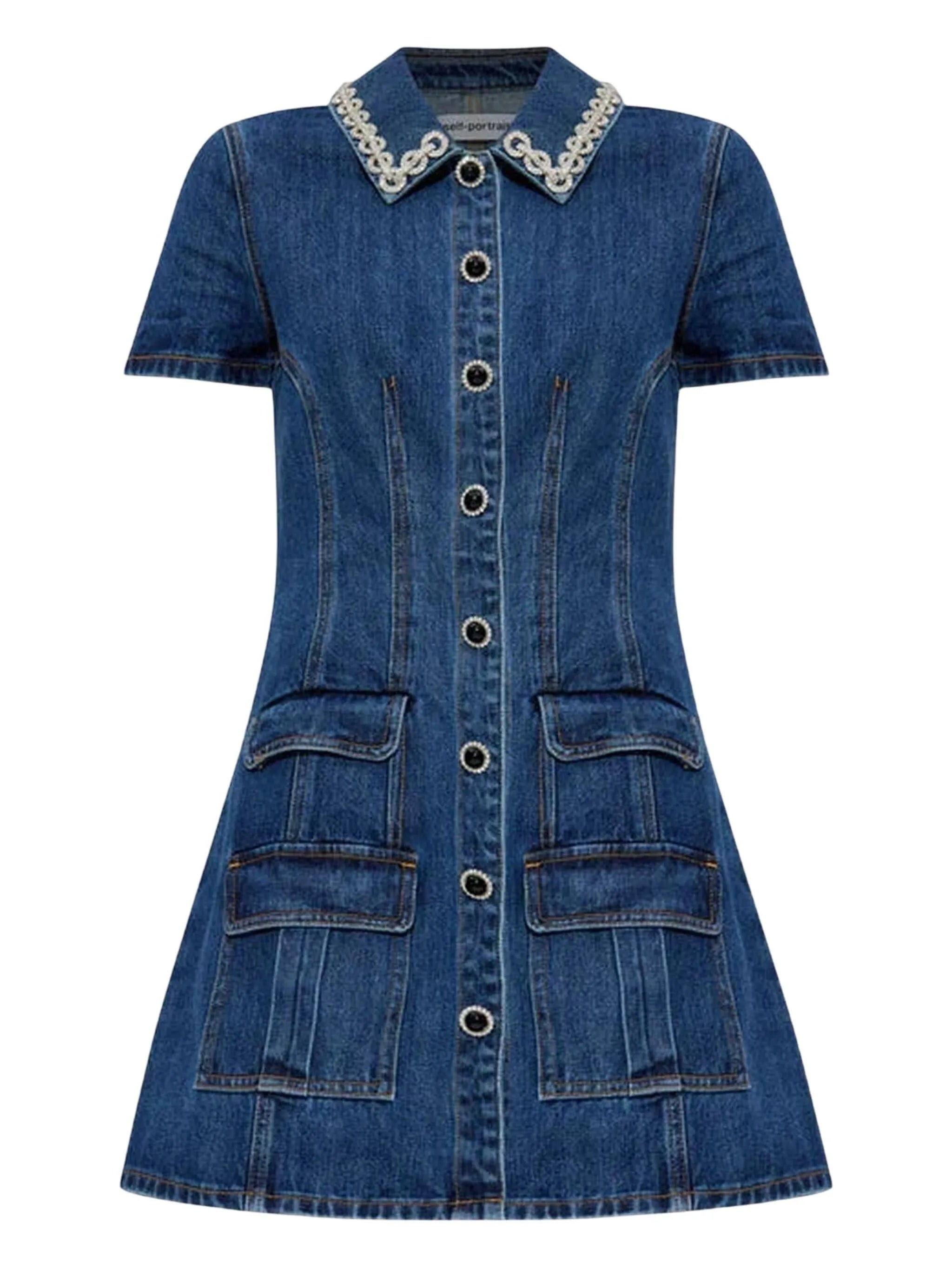 crystal-trimmed pocketed dress