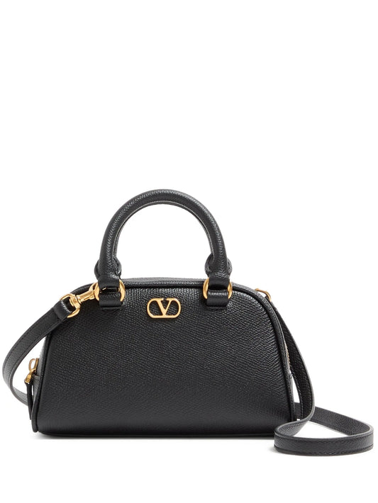 VLogo signature mini bowling bag in grainy calfskin