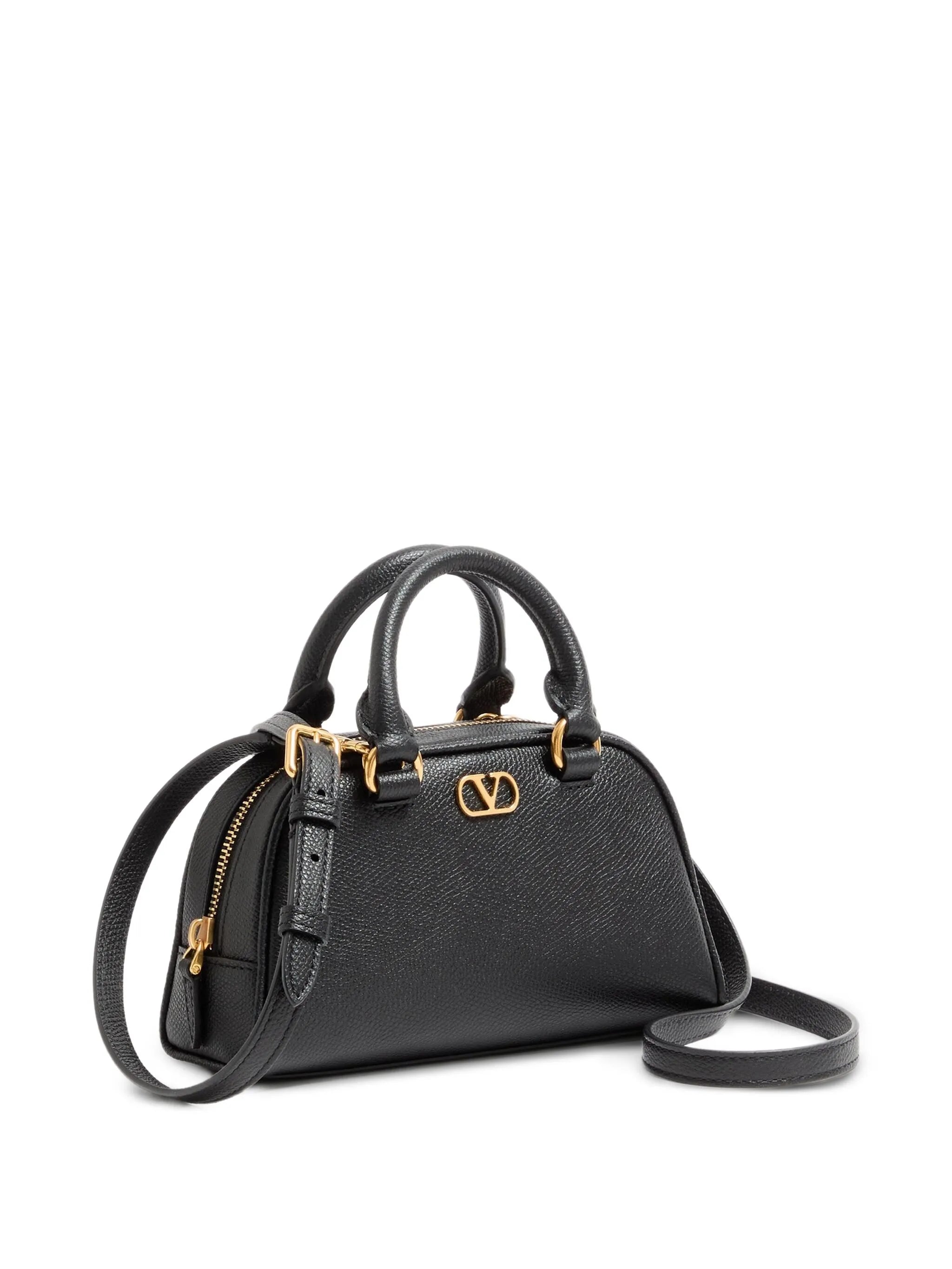 VLogo signature mini bowling bag in grainy calfskin
