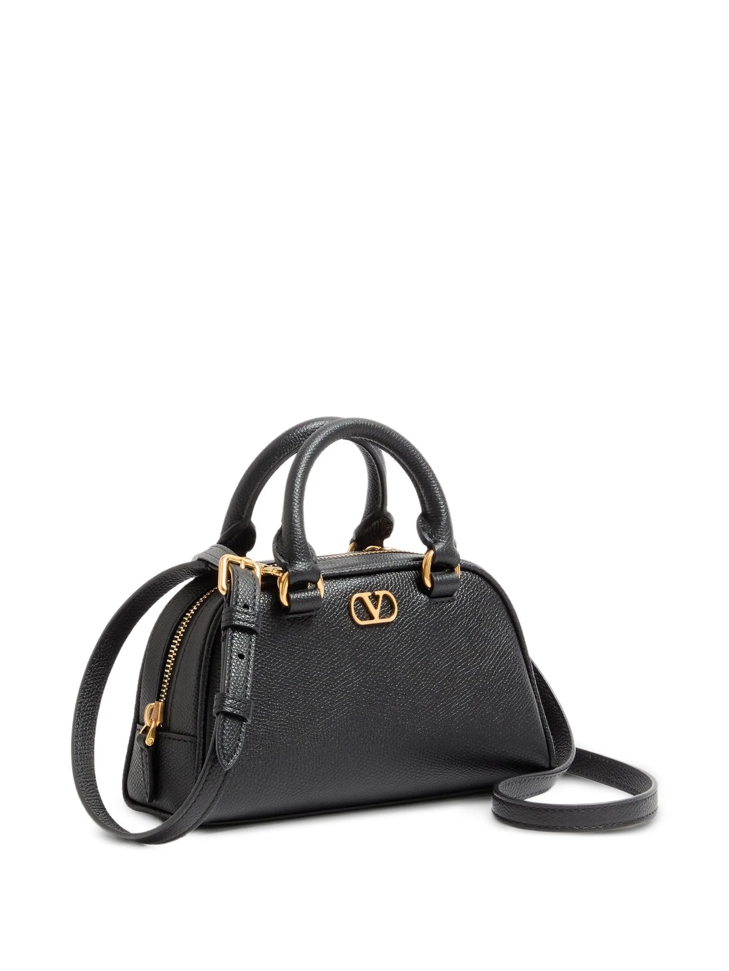 VLogo signature mini bowling bag in grainy calfskin