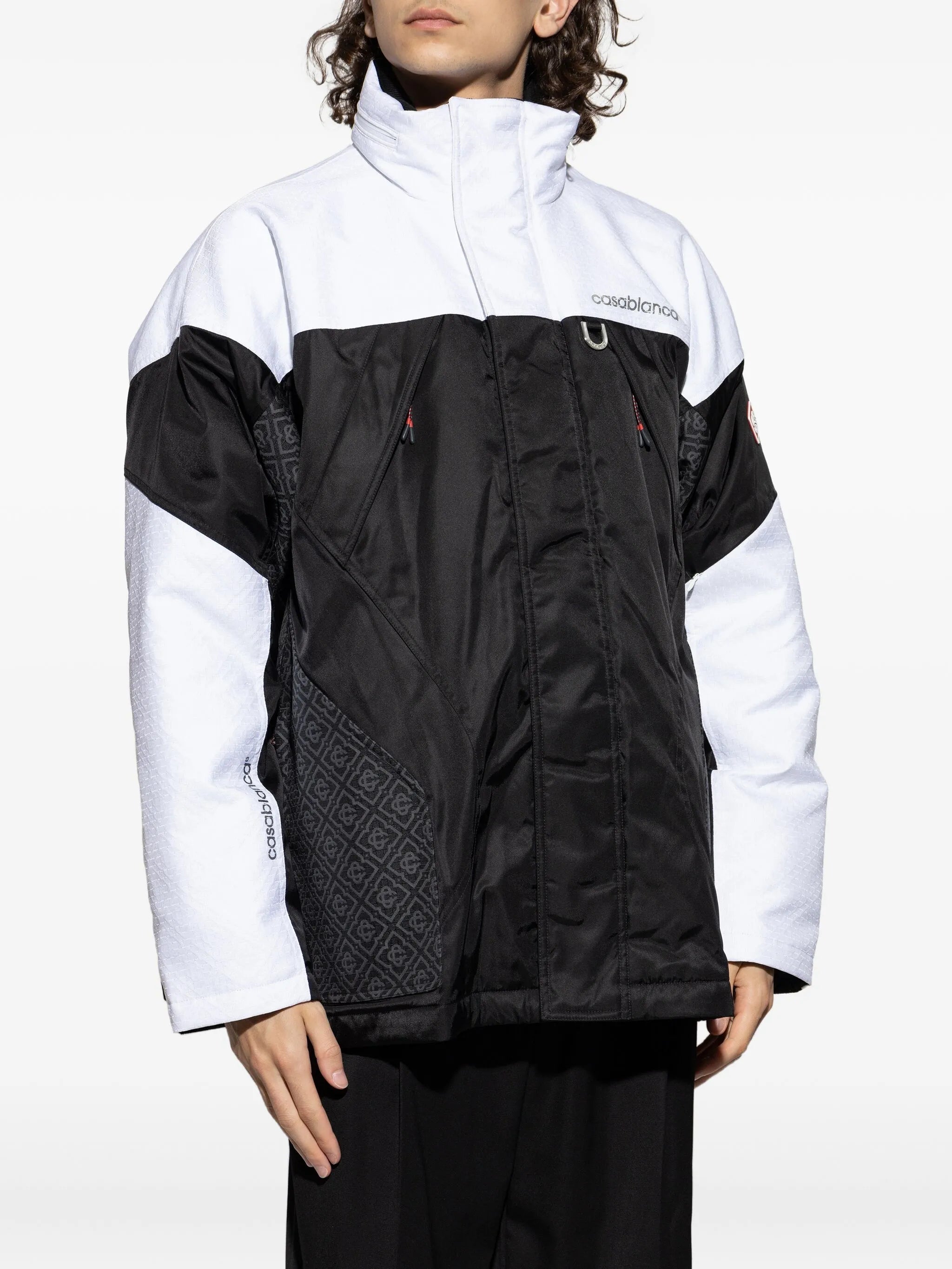 ripstop panelled zip-up ski jacket