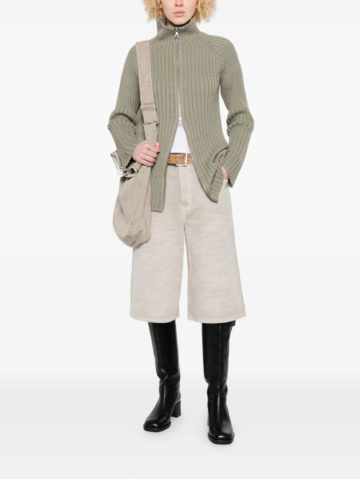 Column zip cardigan