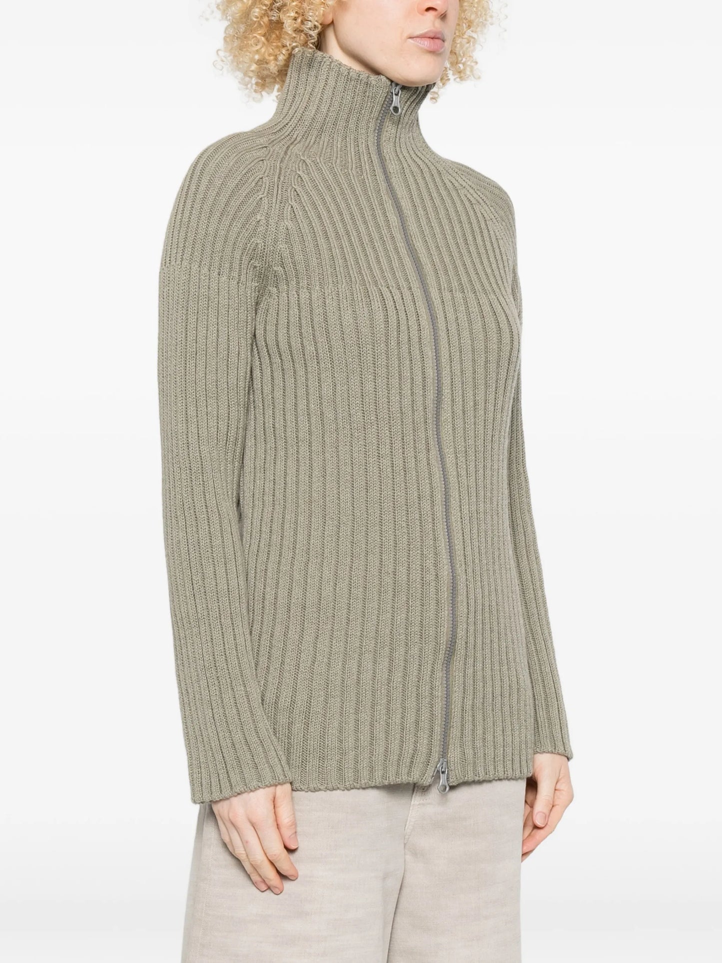 Column zip cardigan