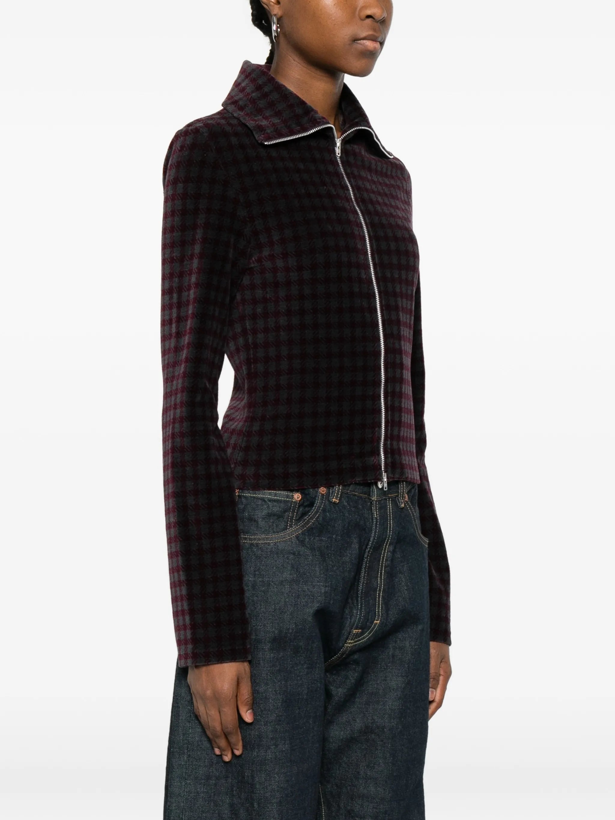 zip-up patterned jacket
