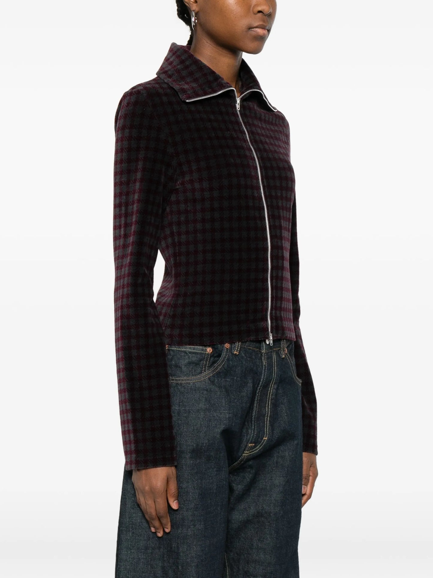 zip-up patterned jacket