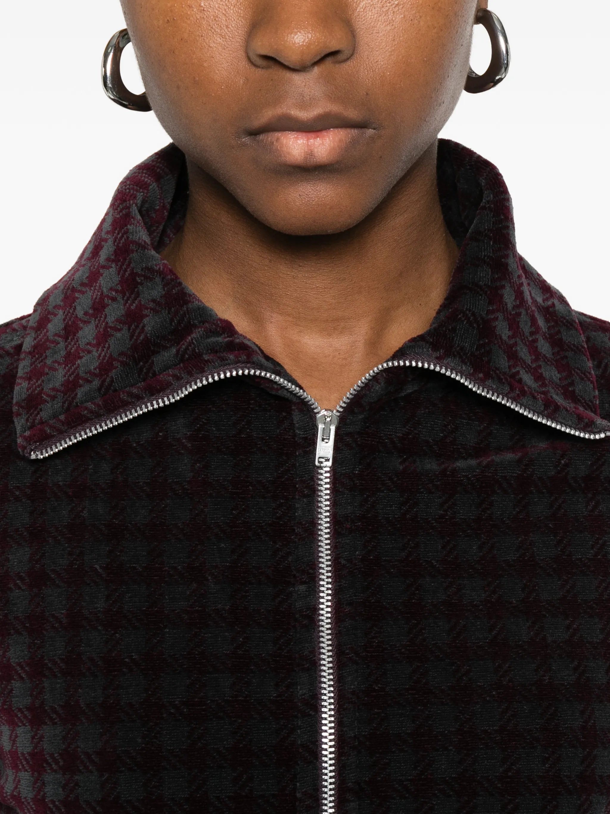 zip-up patterned jacket