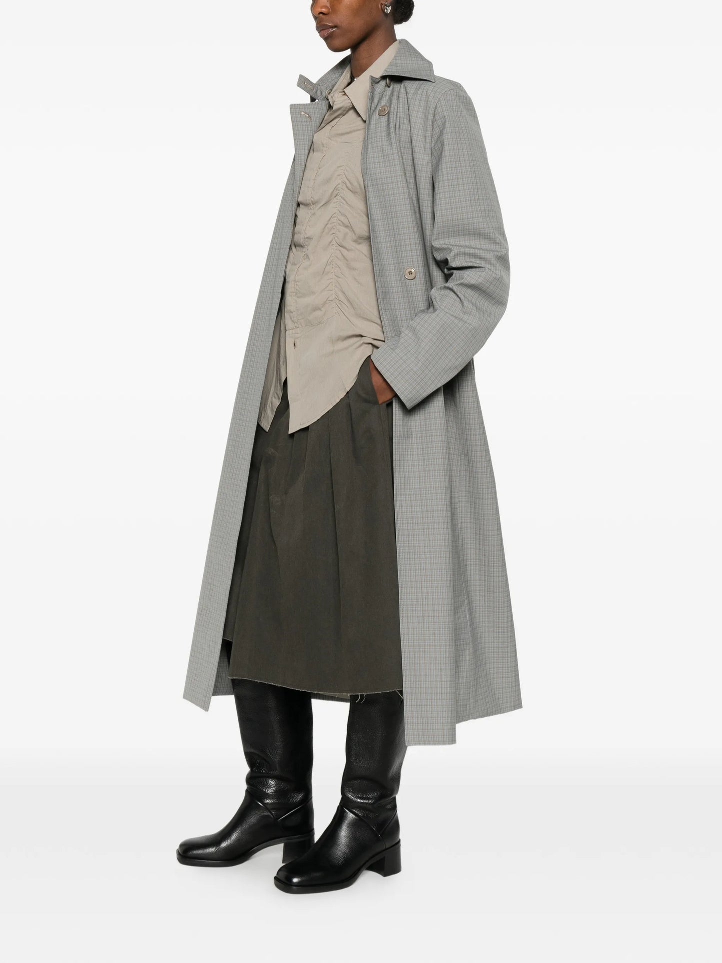 Capital single-breasted checked coat