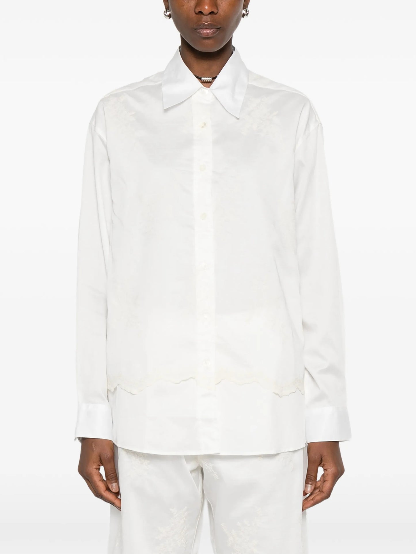 lace-trim shirt