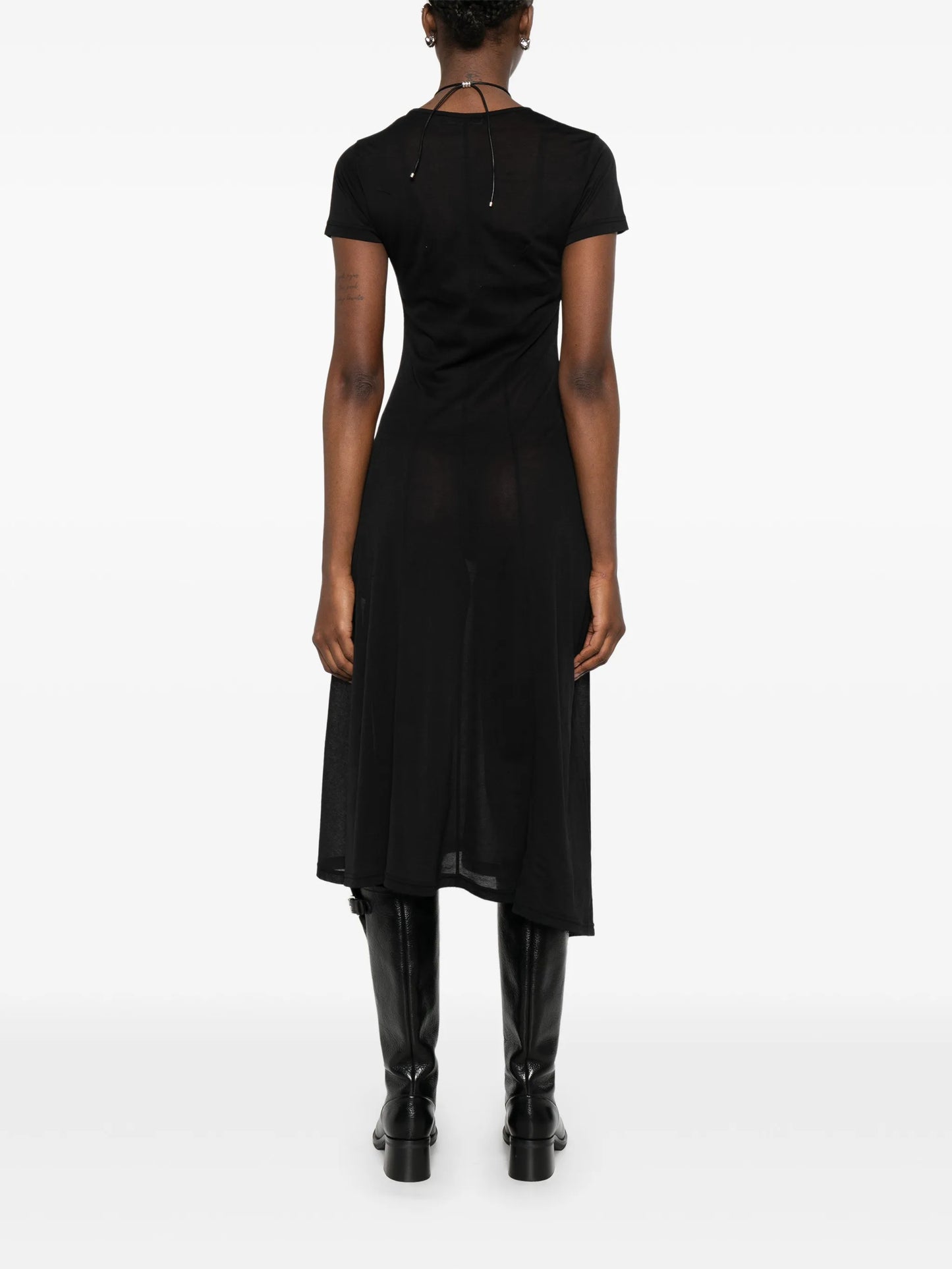 Ragged short-sleeves midi dress