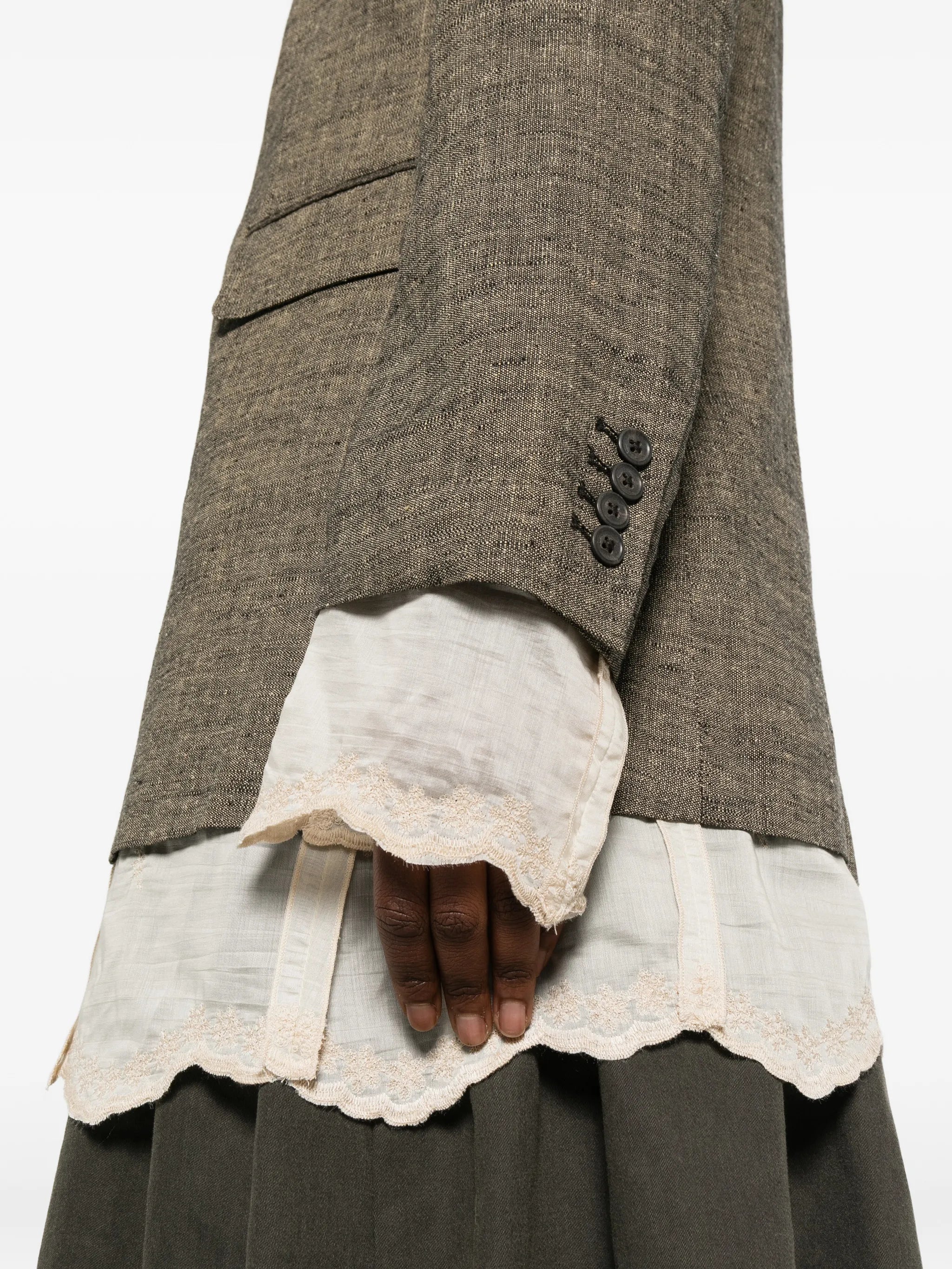 Drip lace-trim oversized blazer