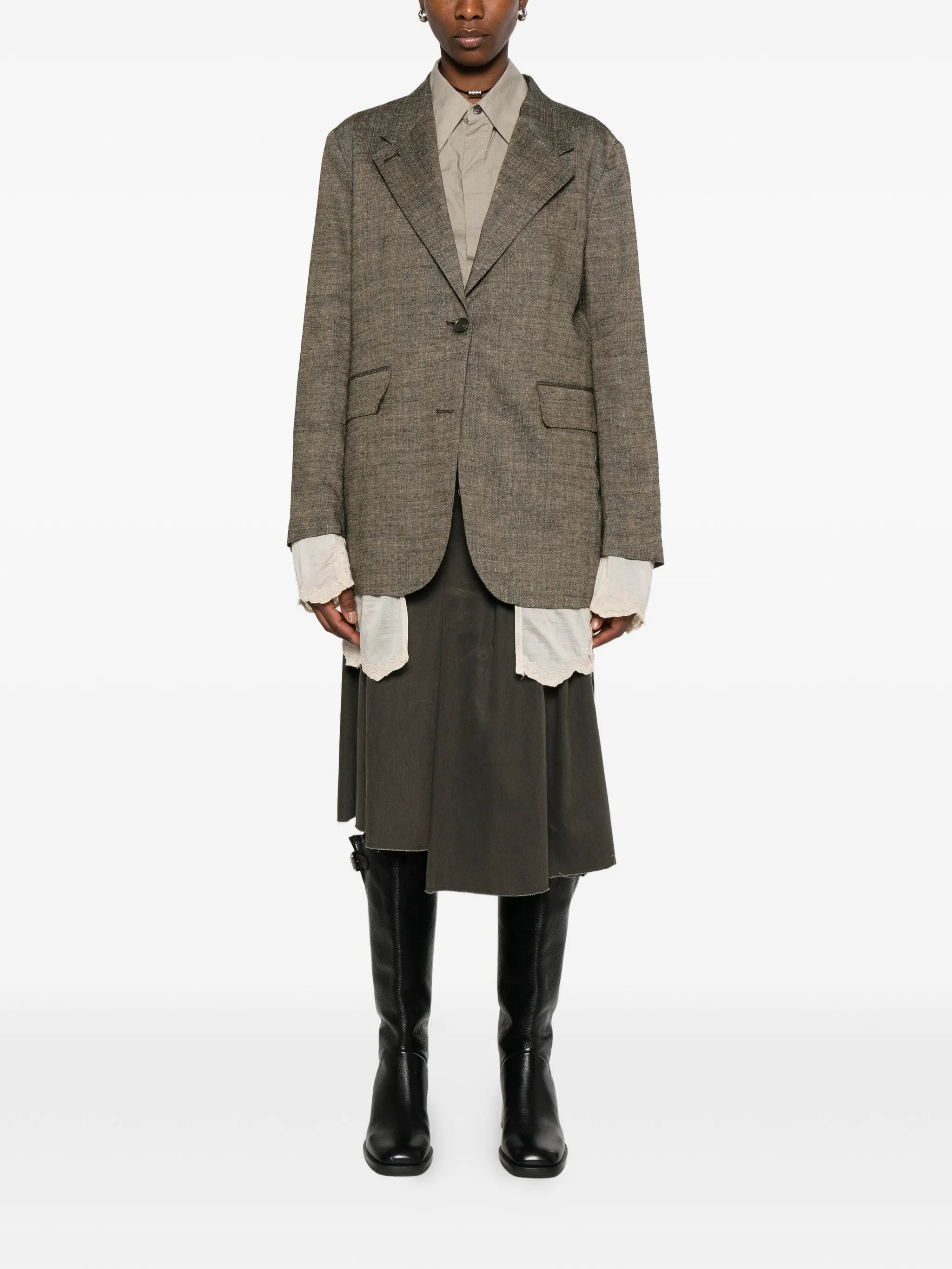 Drip lace-trim oversized blazer