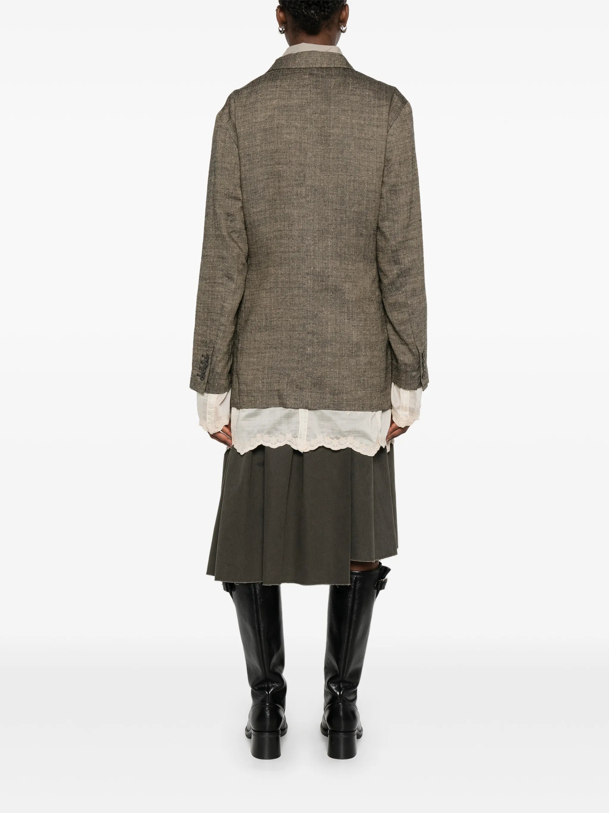 Drip lace-trim oversized blazer