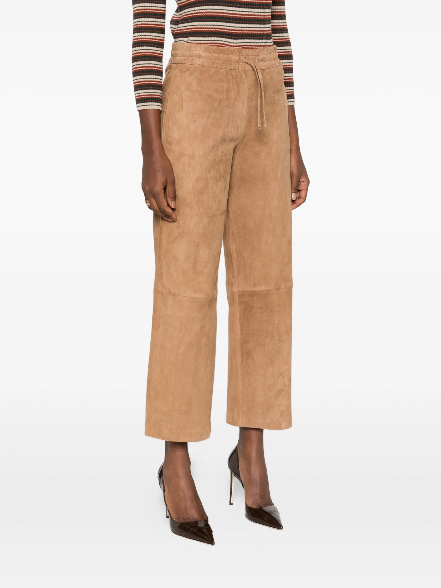 Blair elastic-waistband leather trousers