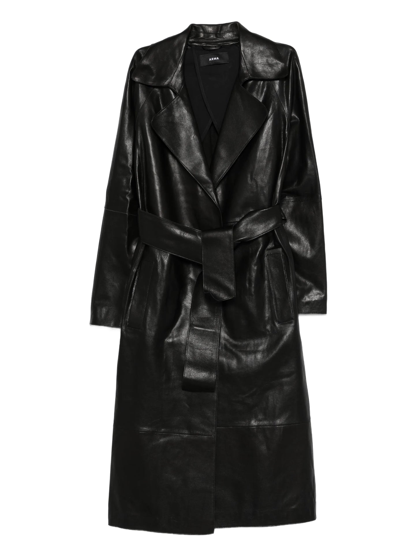 Yava belted leather coat