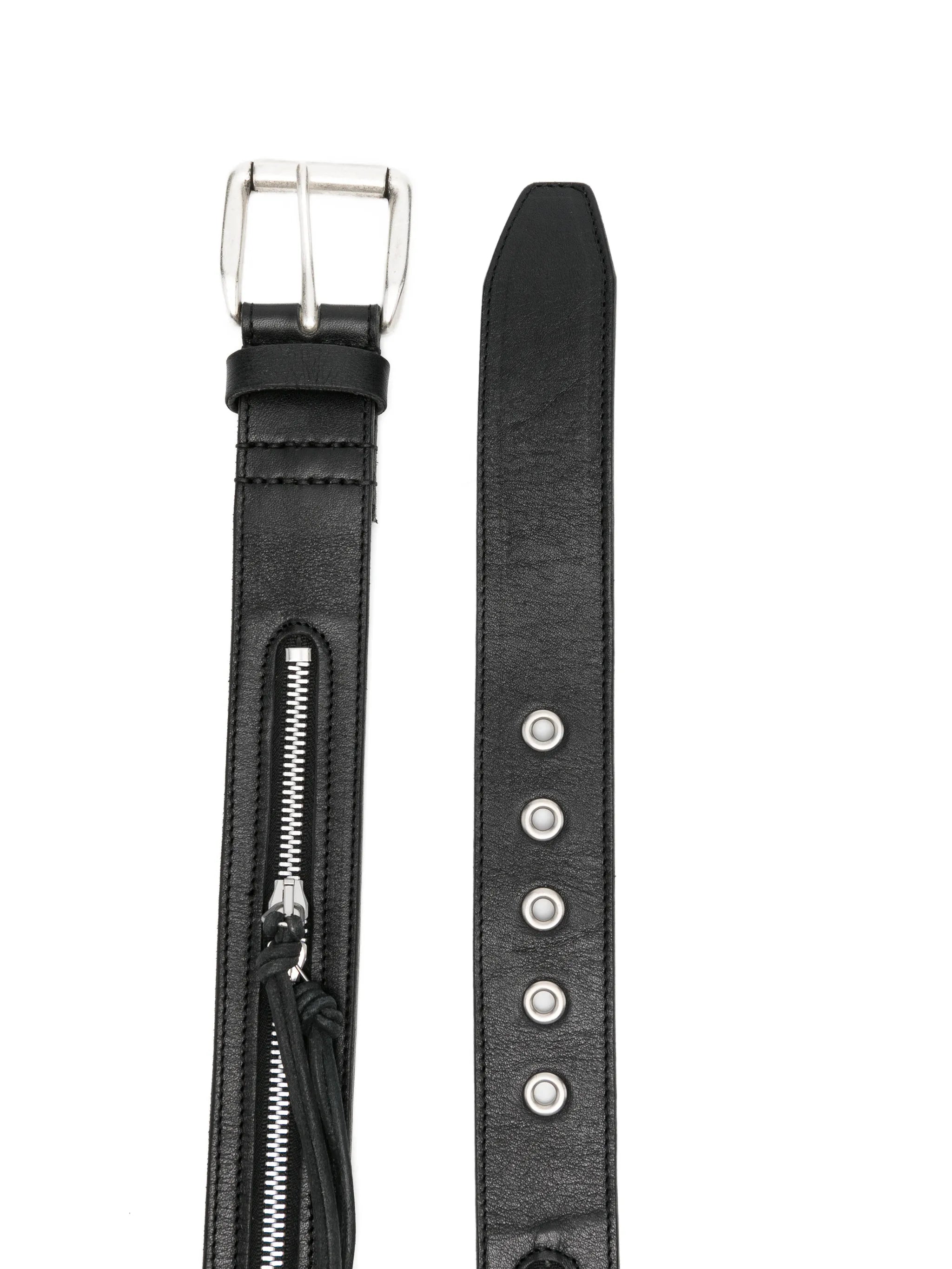 zipped leather belt