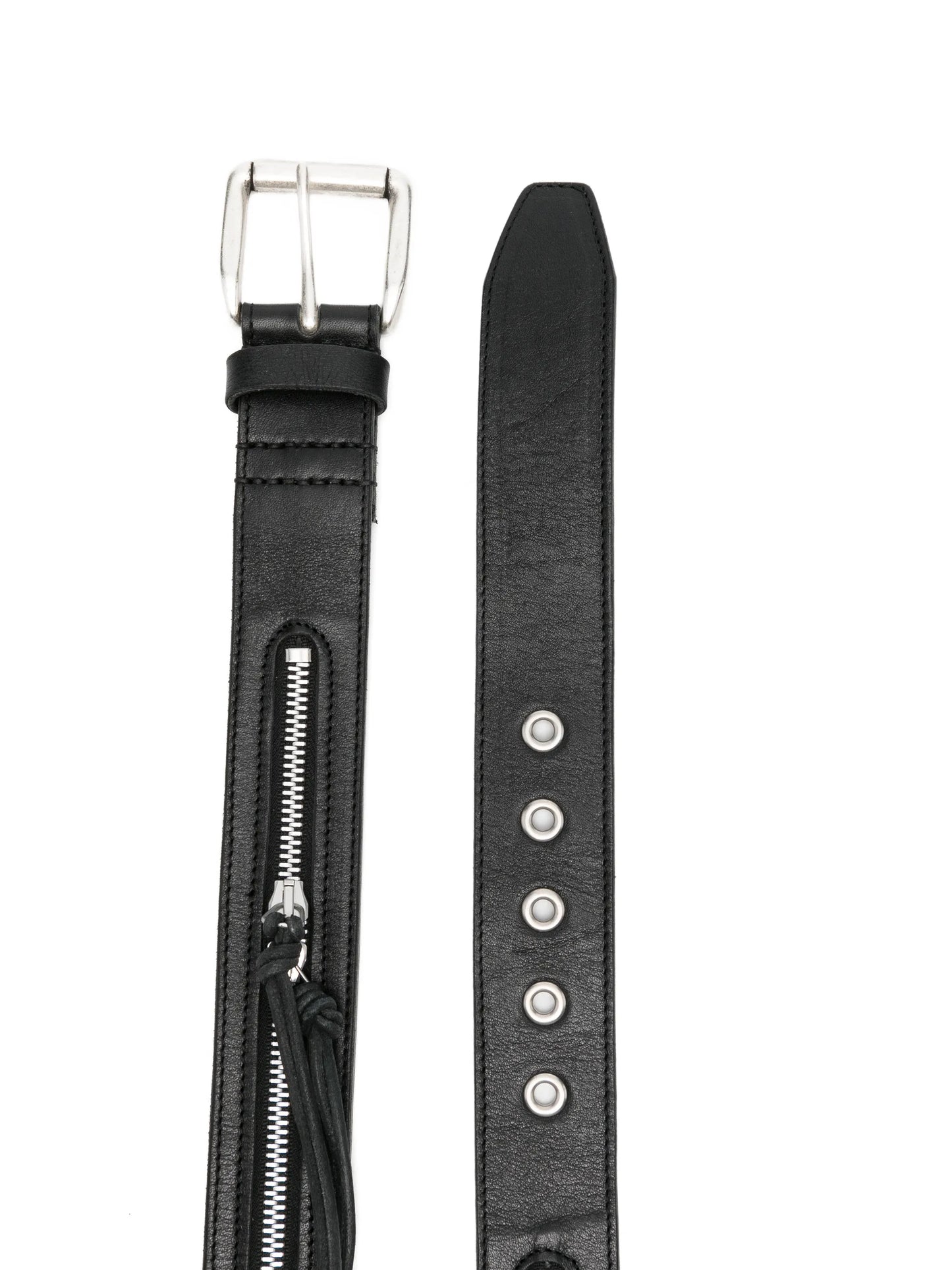 zipped leather belt