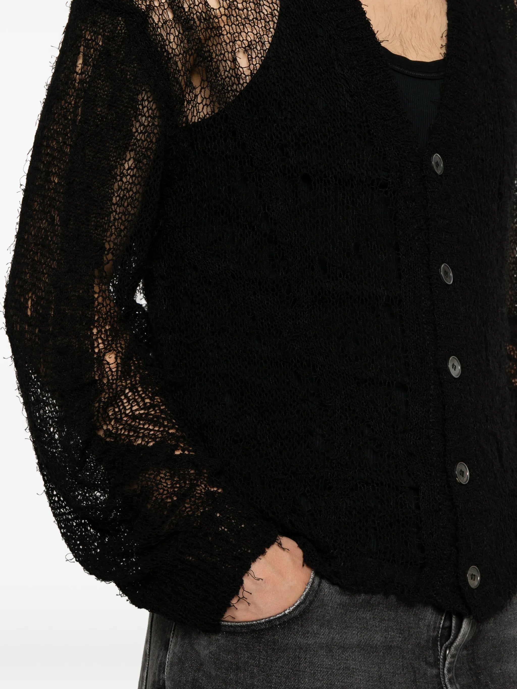 Academy laddered-knit cardigan