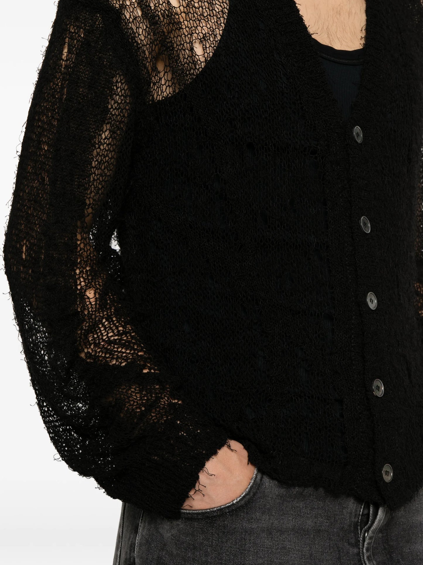 Academy laddered-knit cardigan