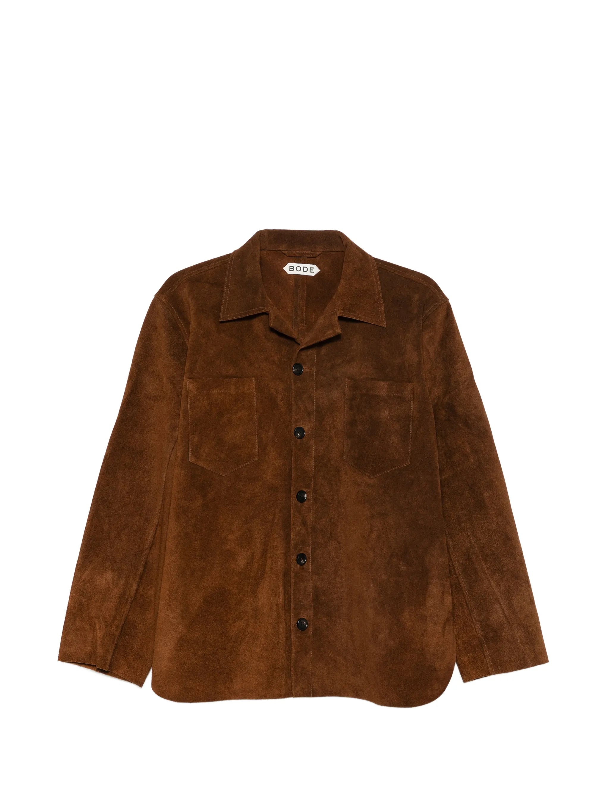 patch pocket suede overshirt