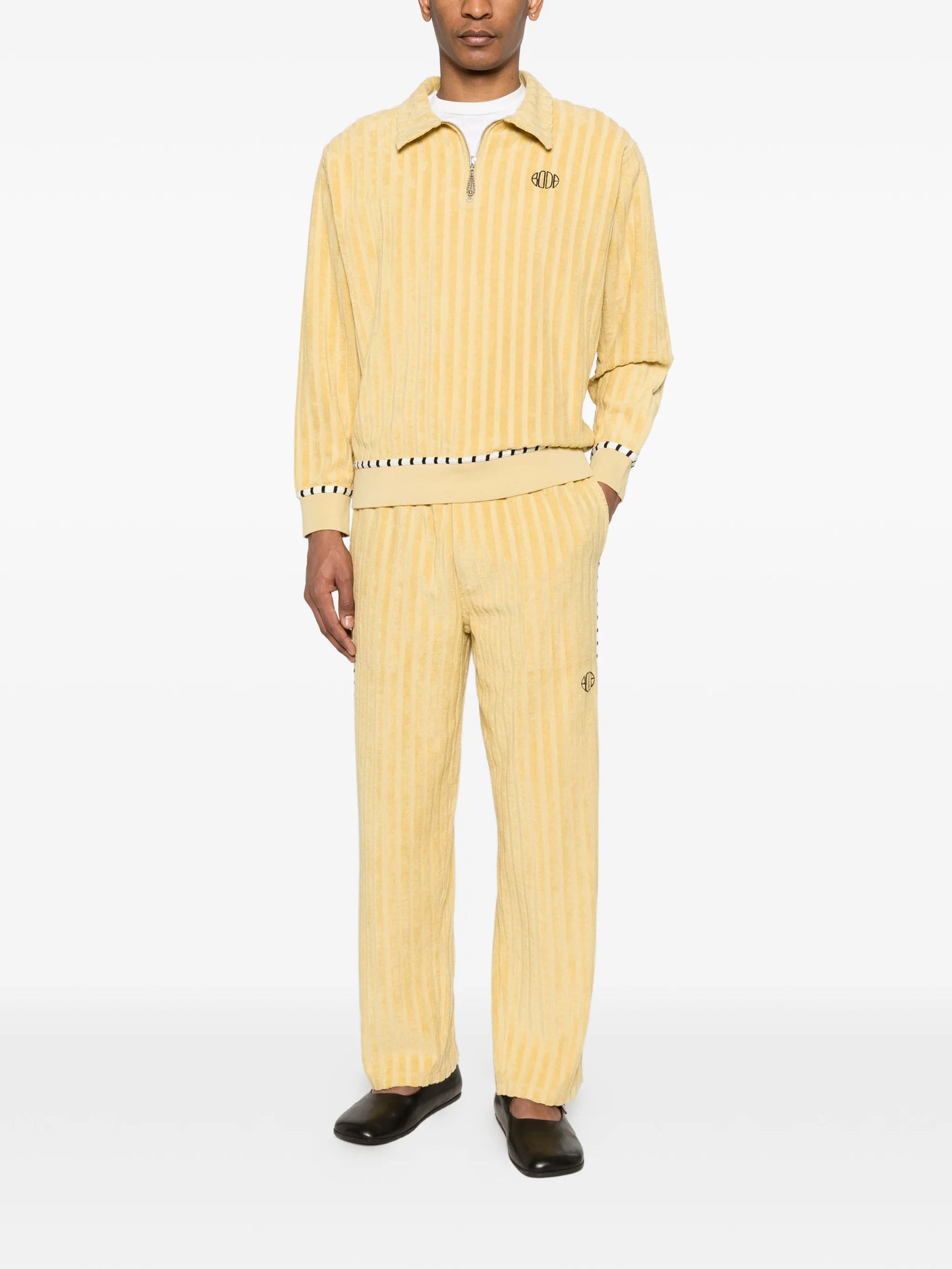 vertical stripe zip polo shirt