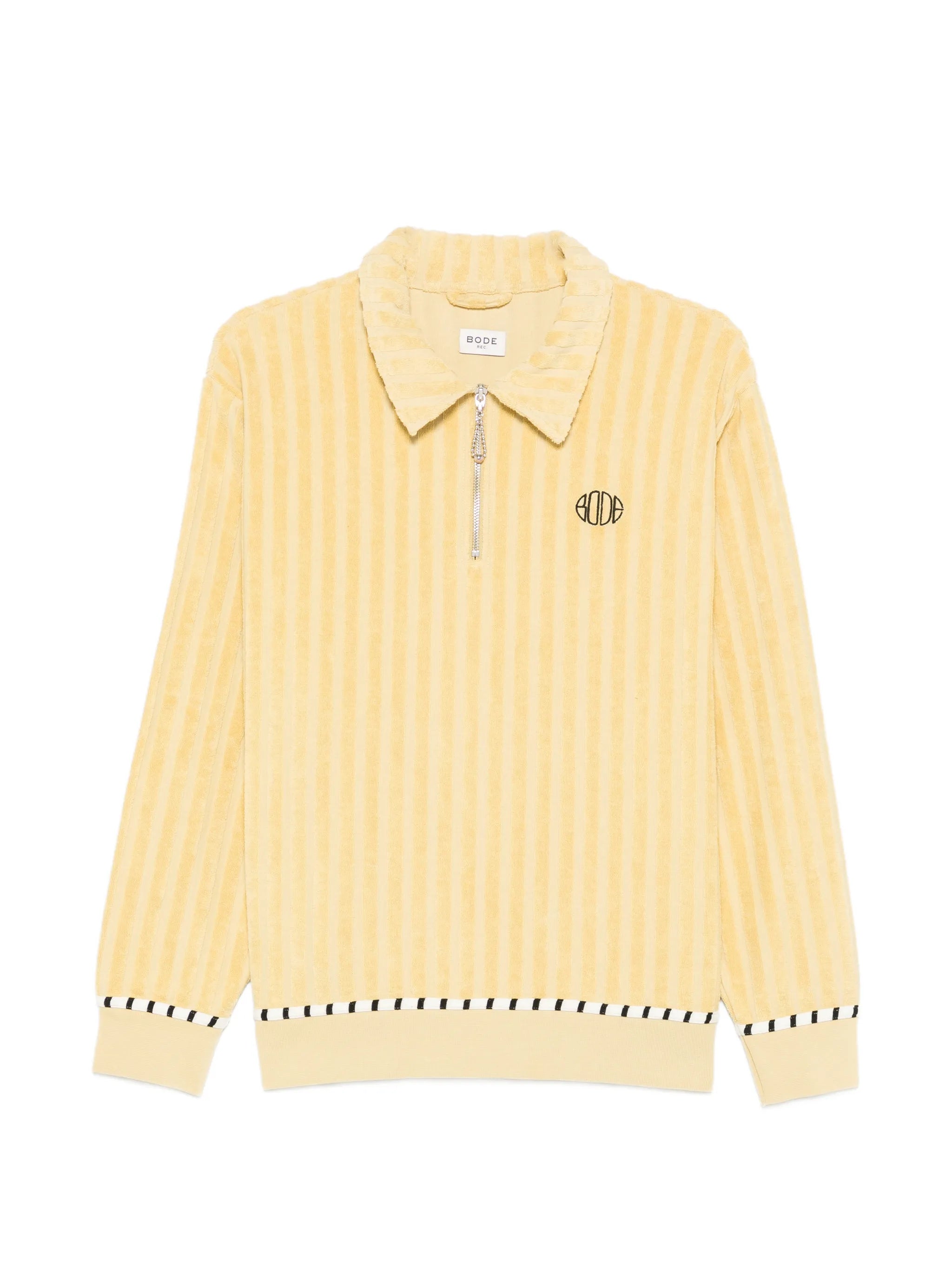 vertical stripe zip polo shirt
