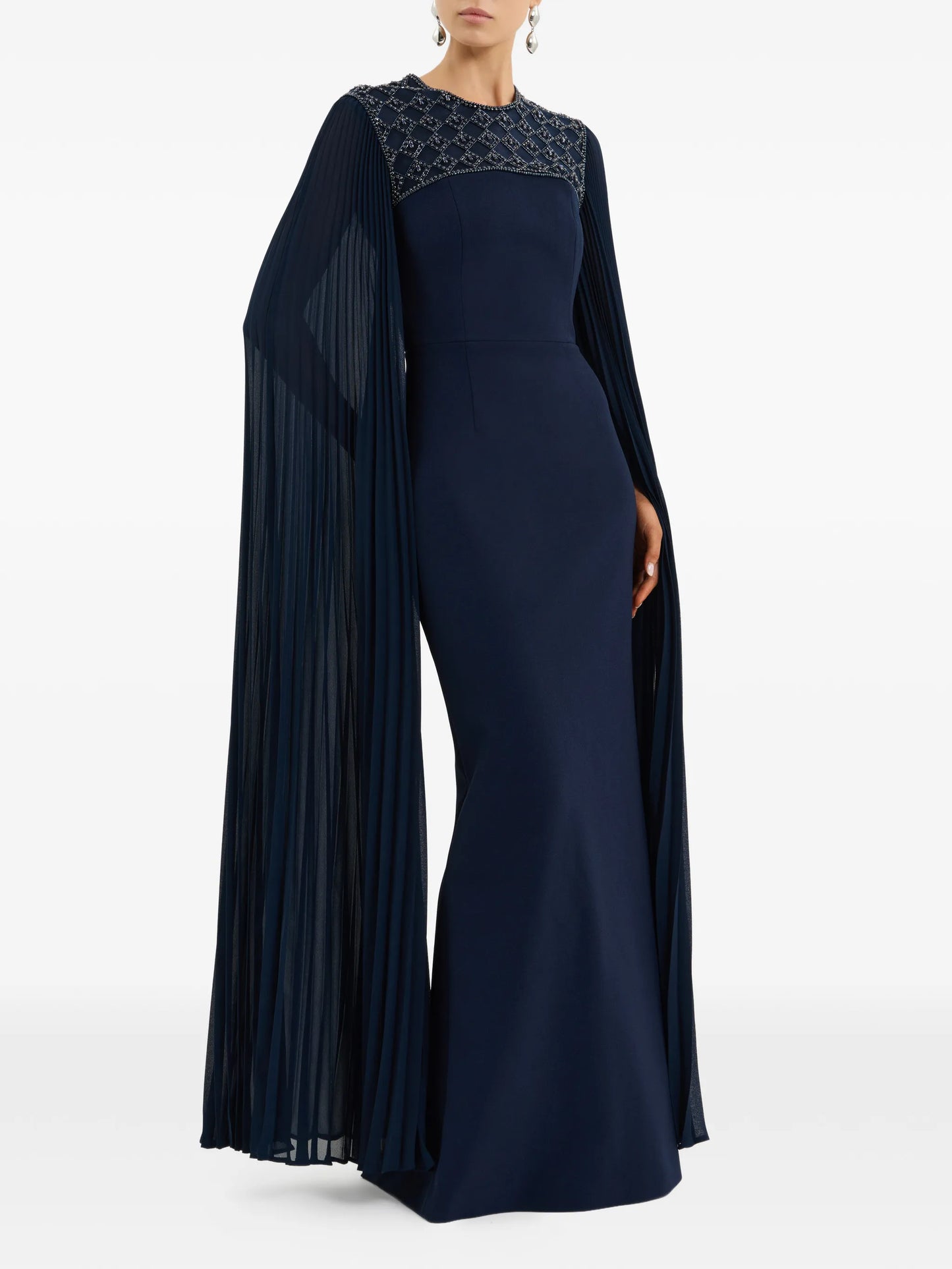 Memphis embellished pleated gown