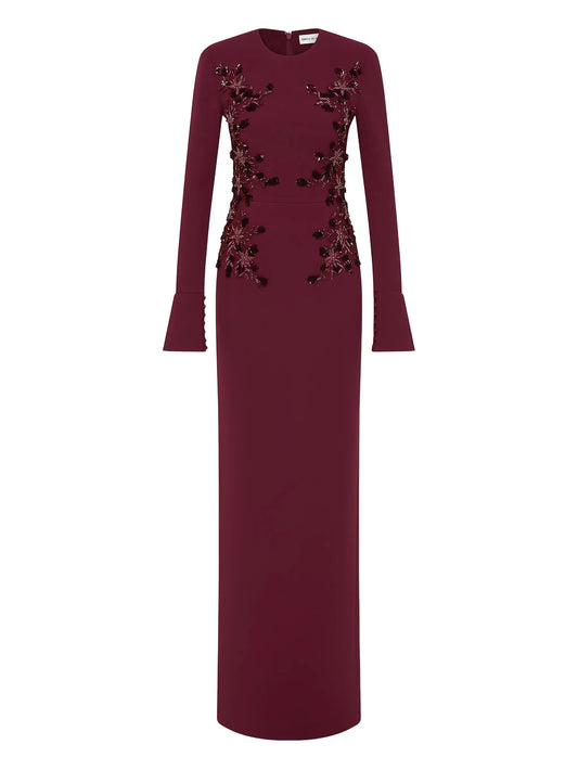 Lulee embellished long-sleeve maxi dress