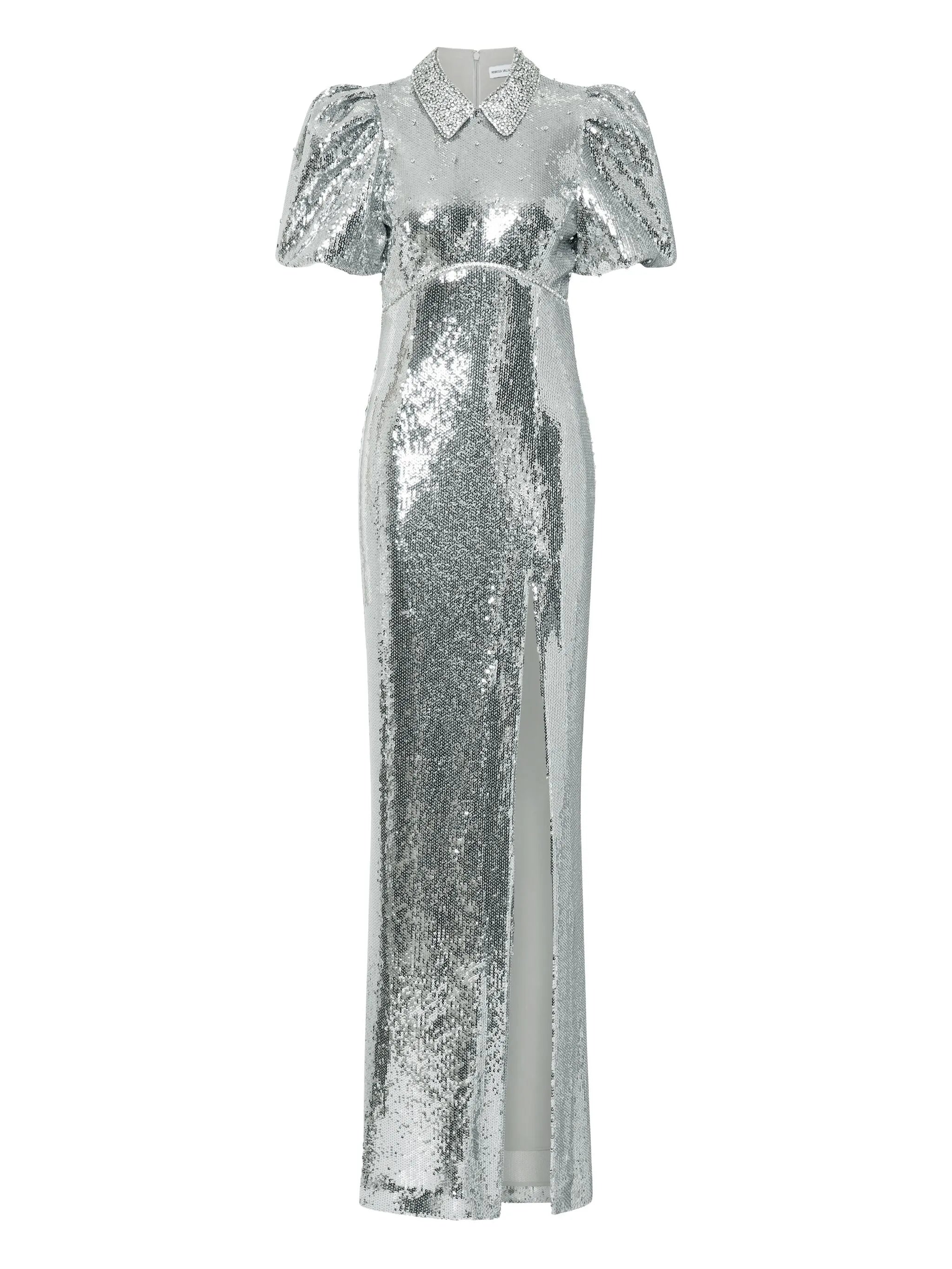 Olympia short-sleeve embellished maxi dress