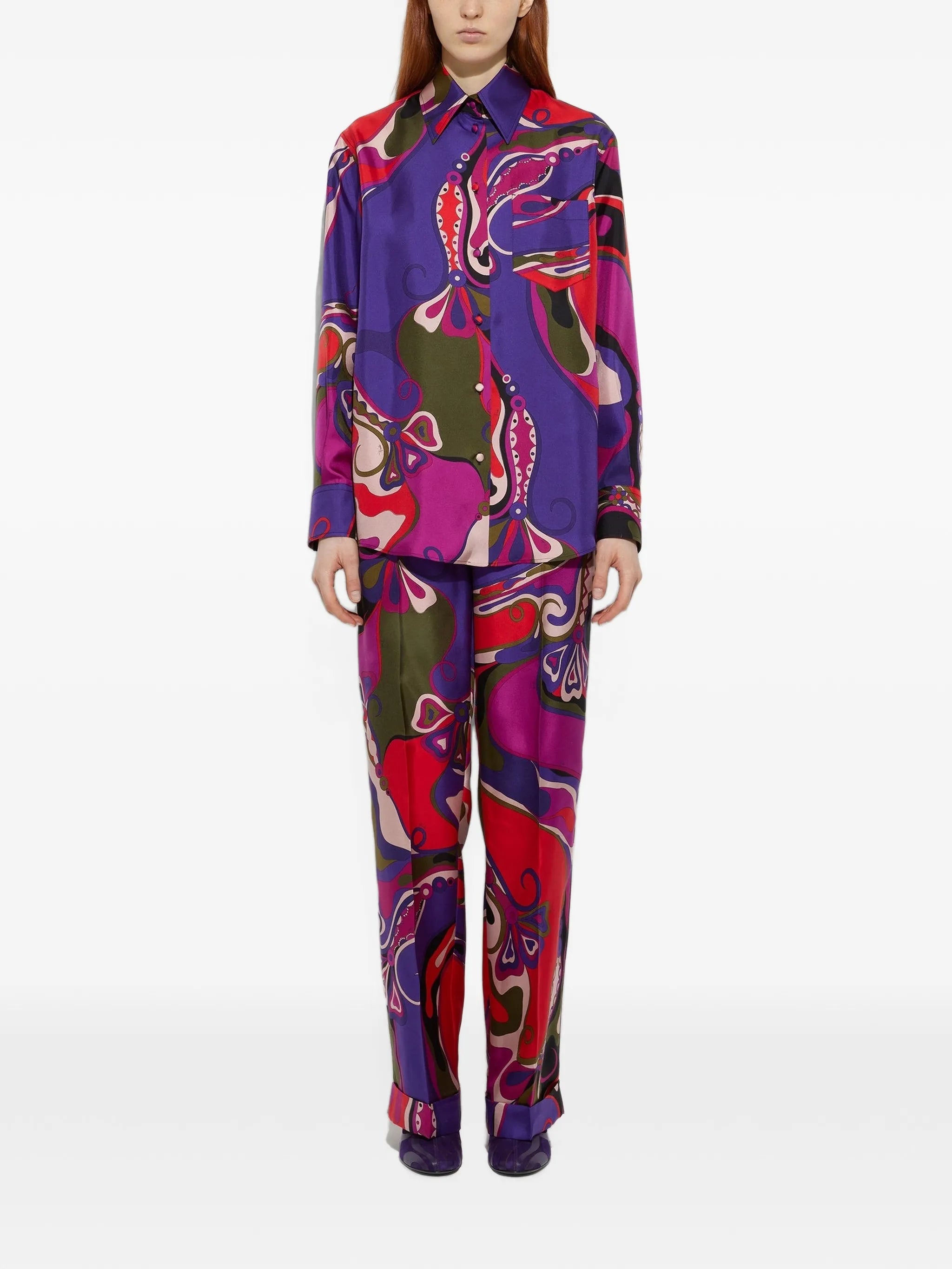 Orchidee-print pajama trousers