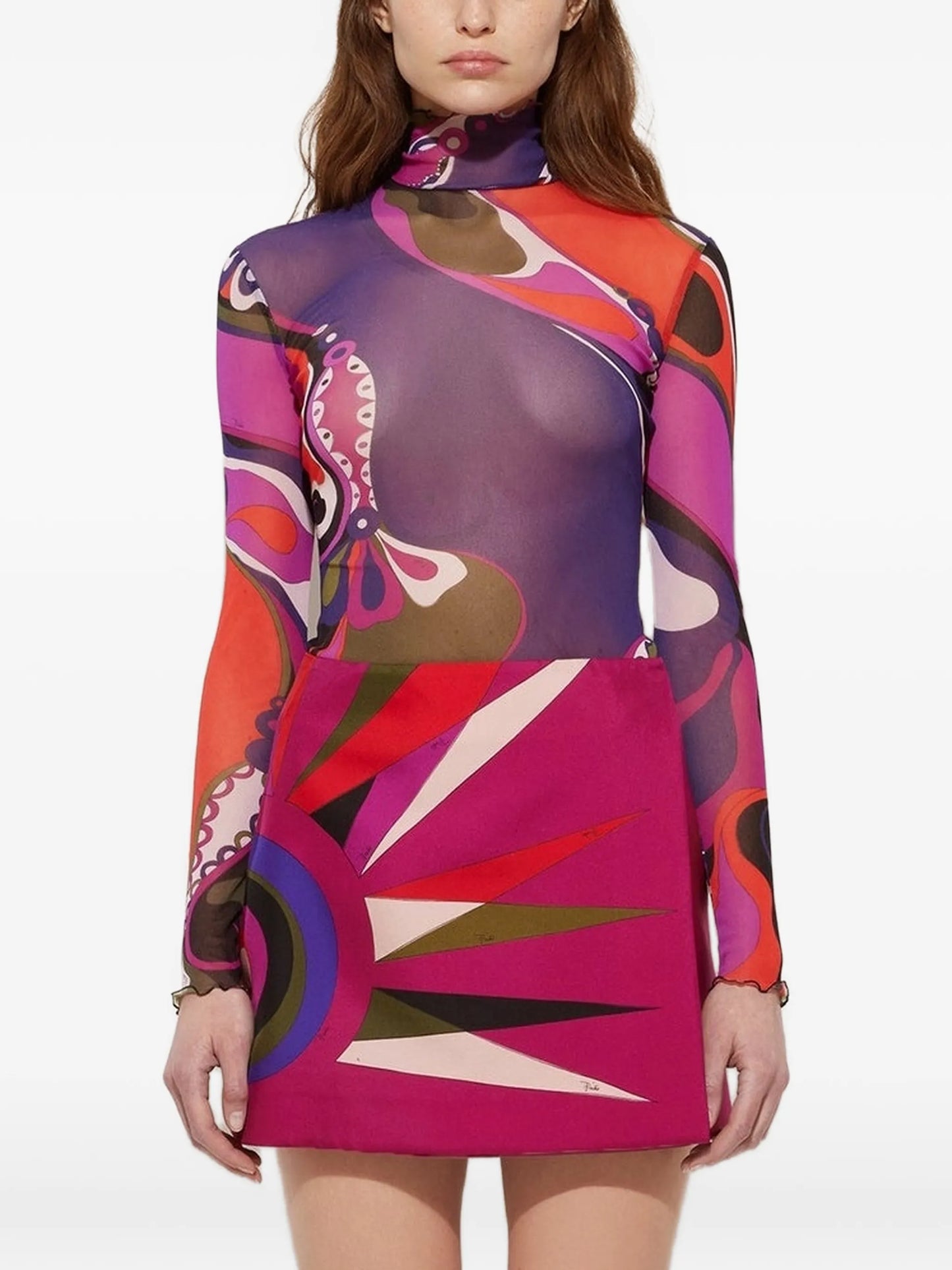 Orchidee-print turtleneck top