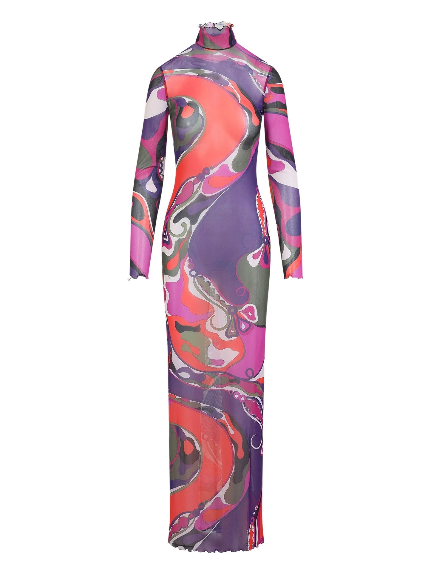 Orchidee-print tulle dress