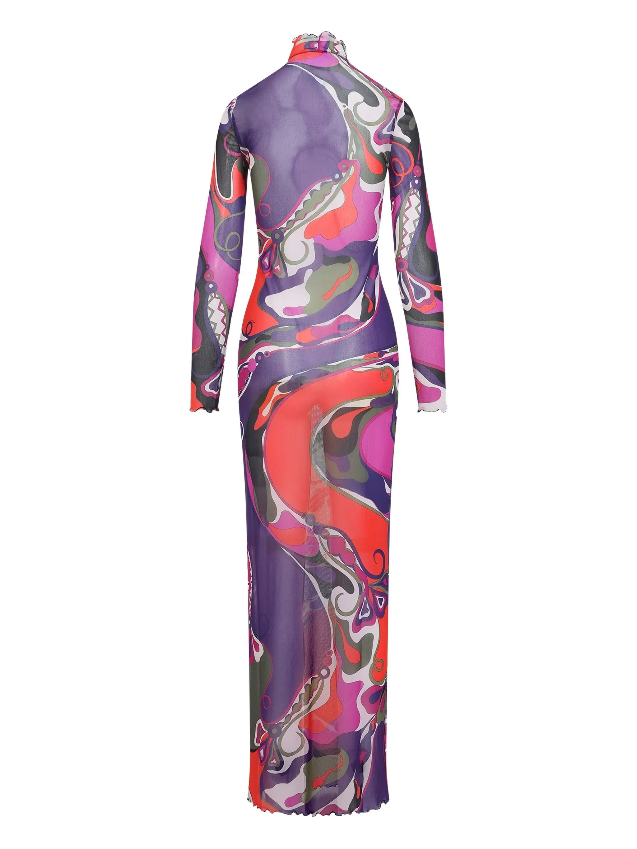 Orchidee-print tulle dress