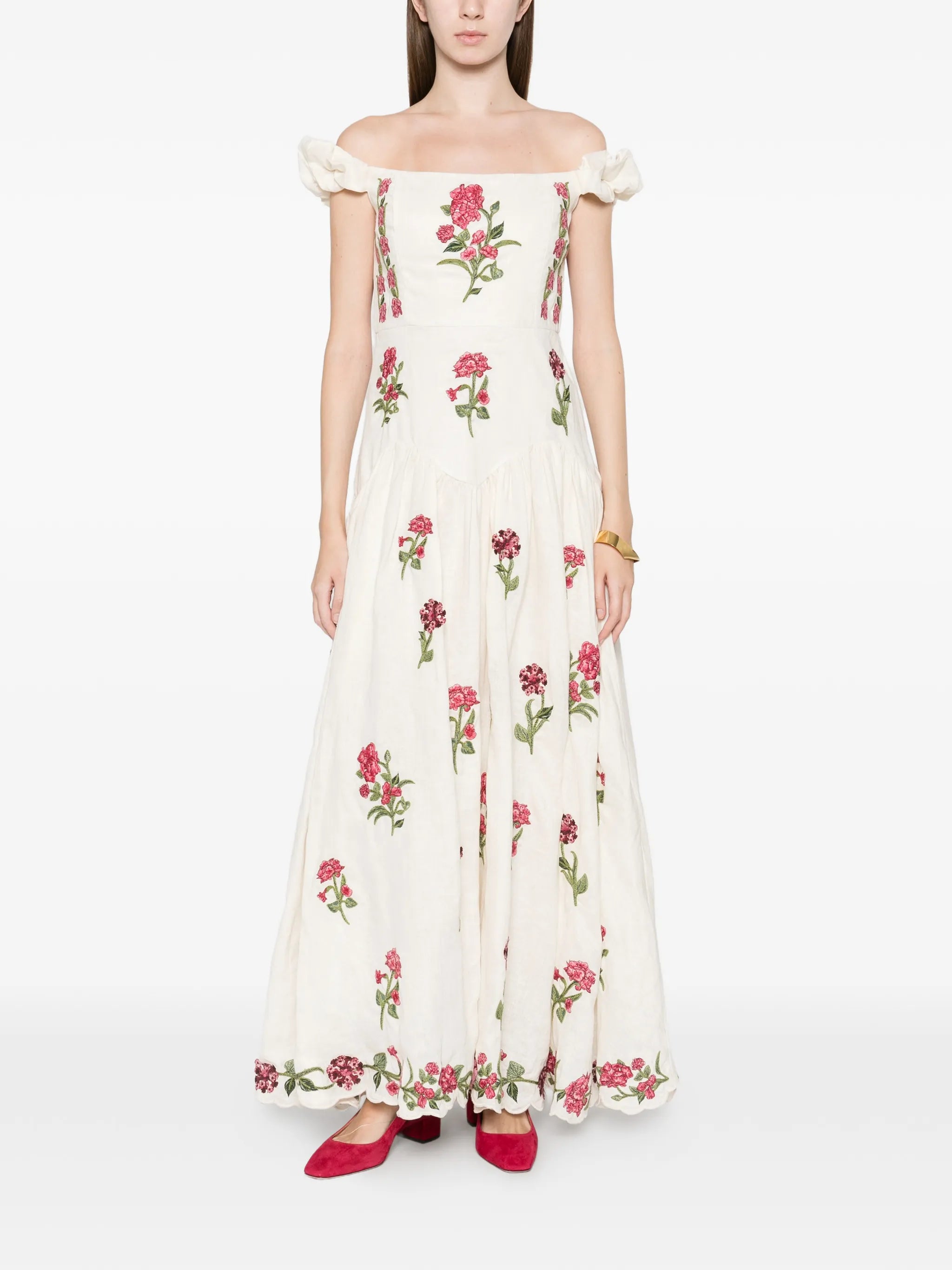 Siembra Quebrada floral-pattern off-shoulder dress