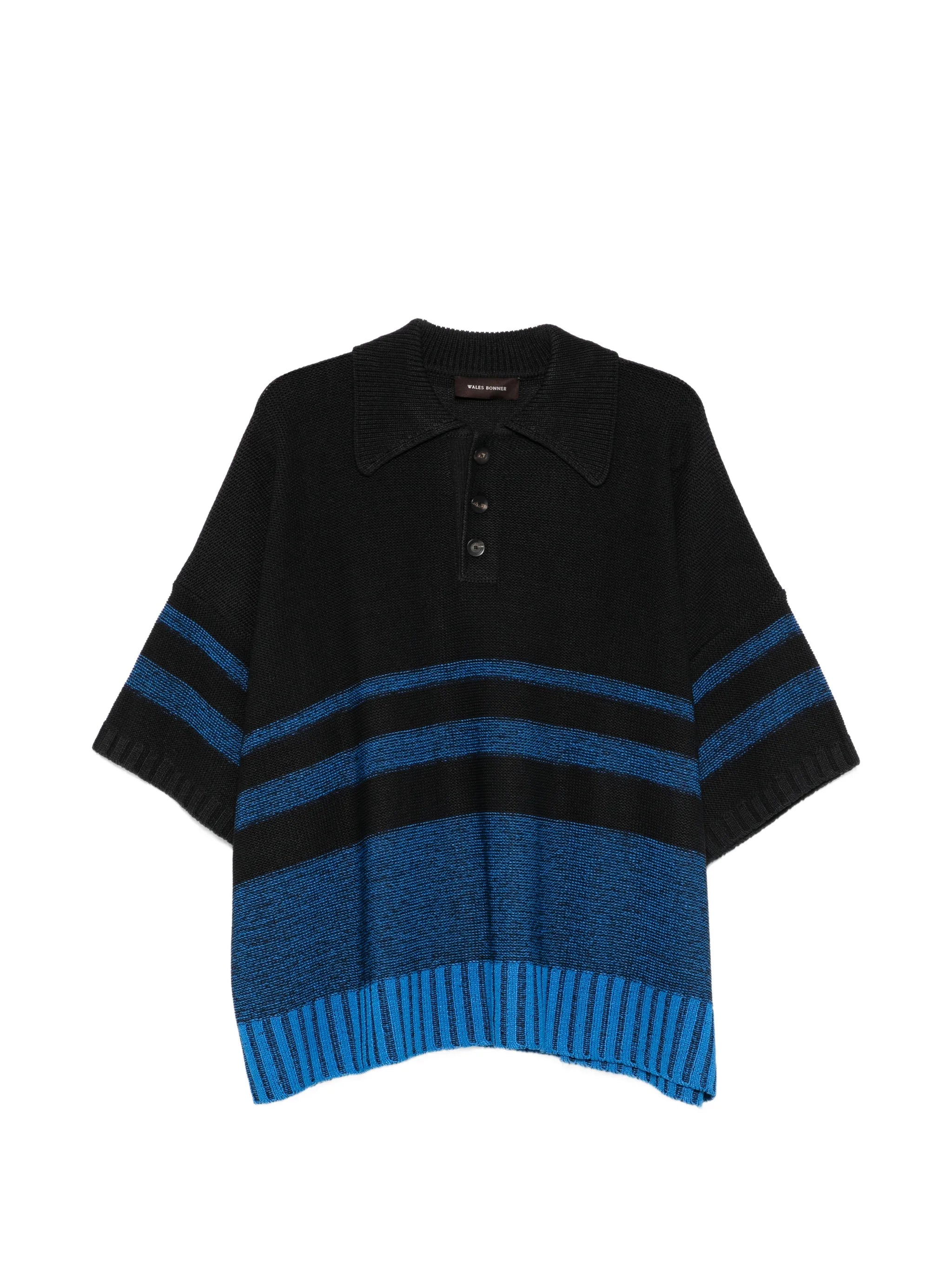 stripe button knit top