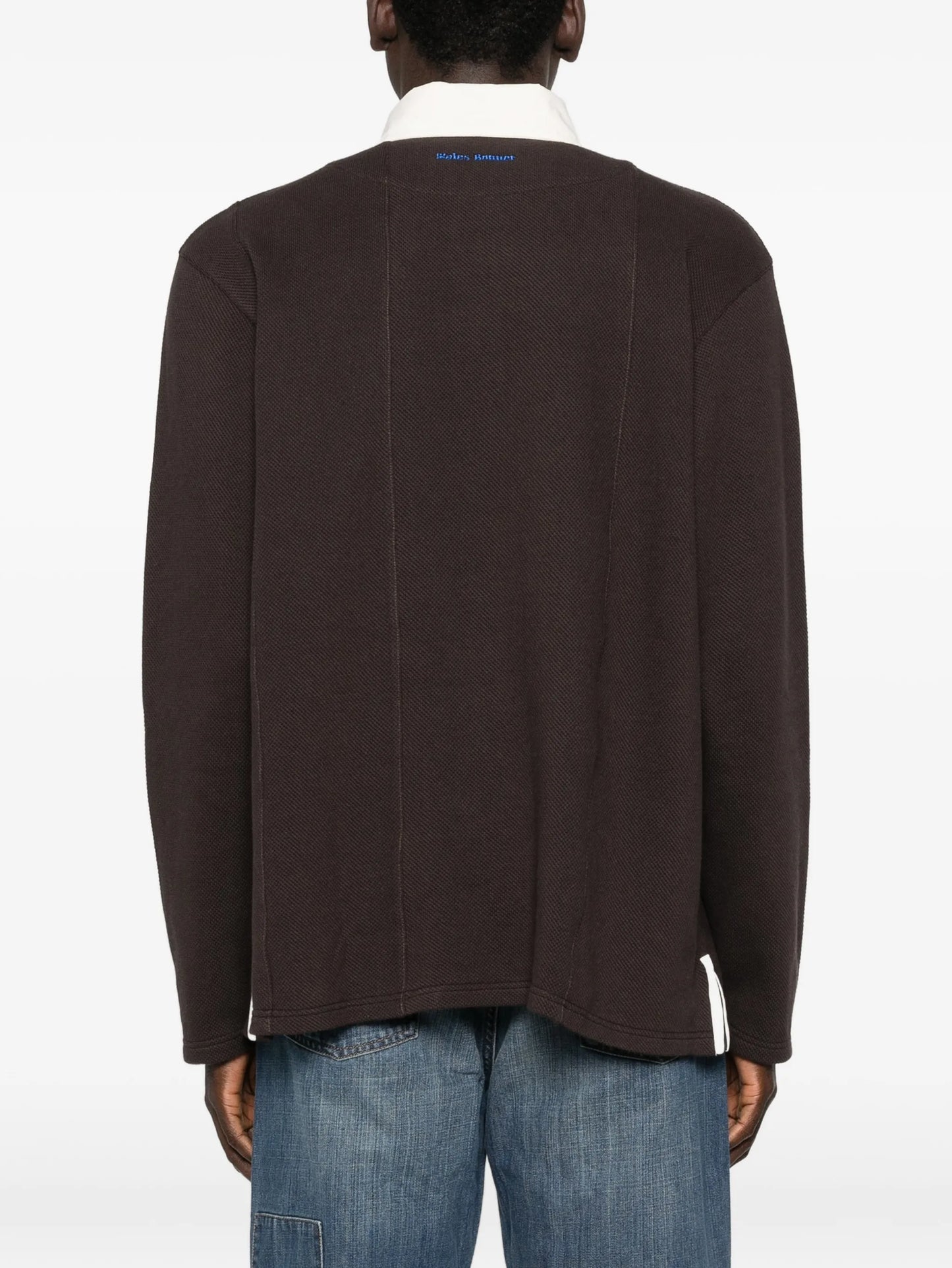 pique long-sleeve polo shirt