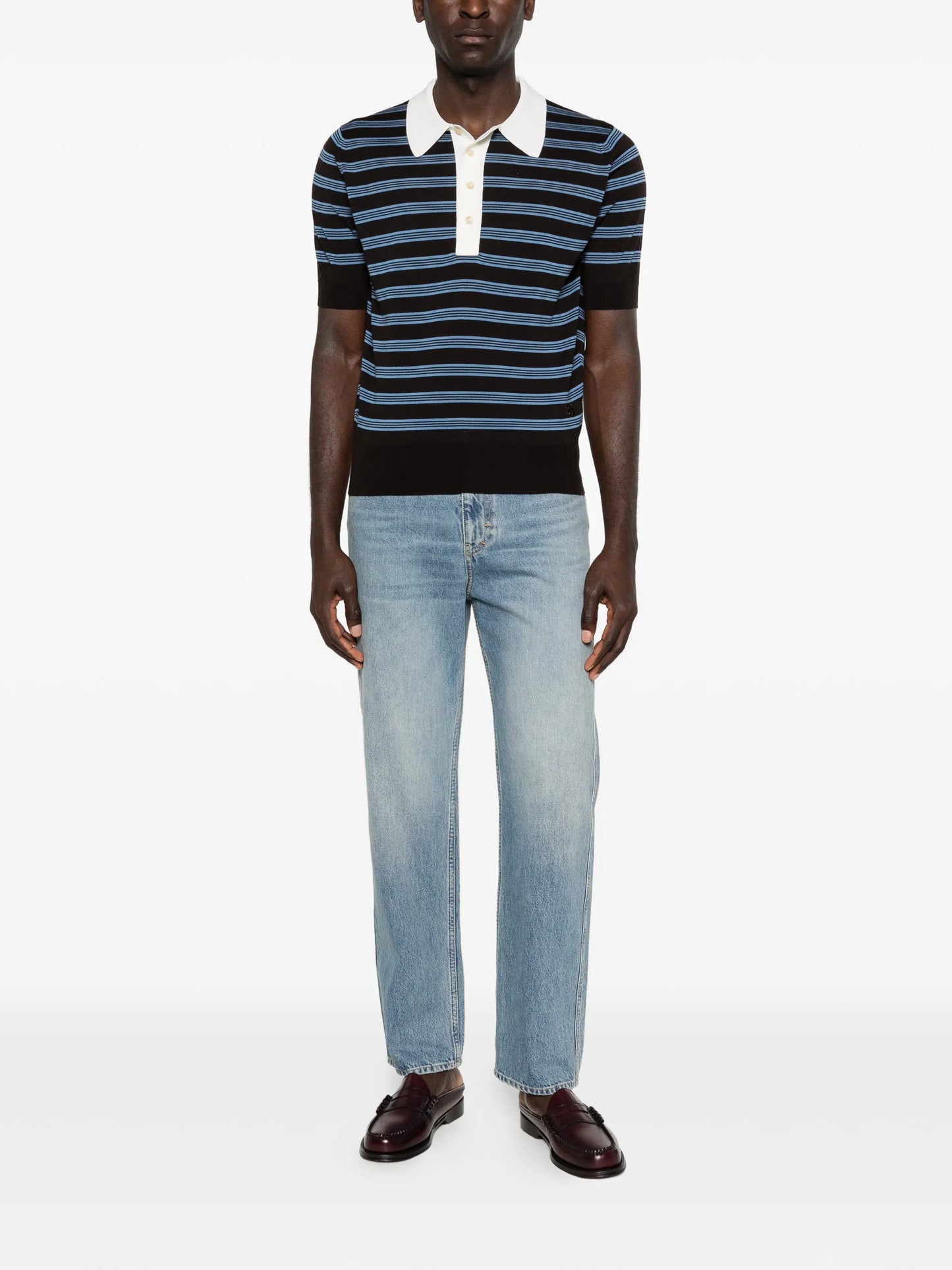 Breeze striped merino wool polo shirt