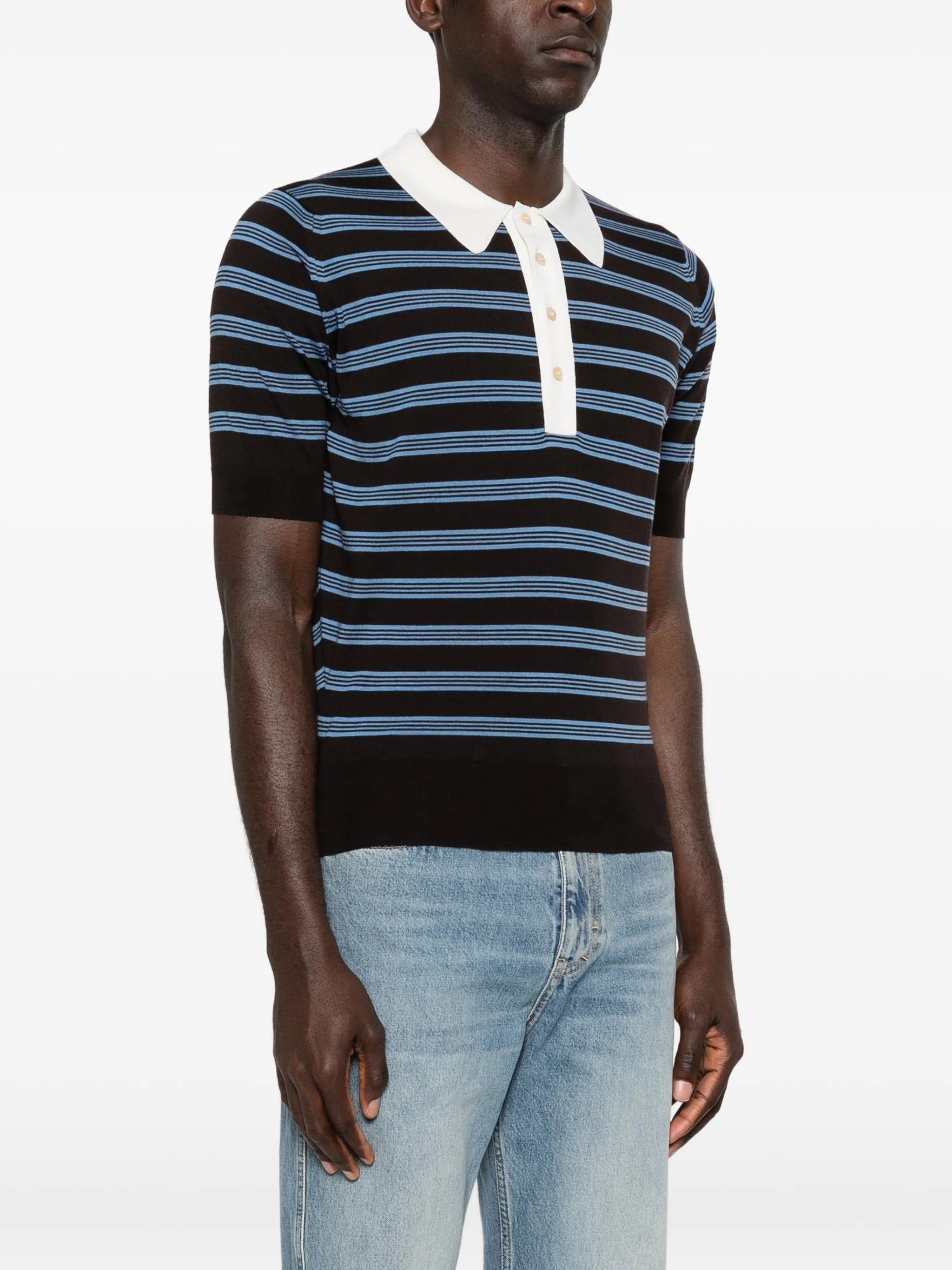 Breeze striped merino wool polo shirt