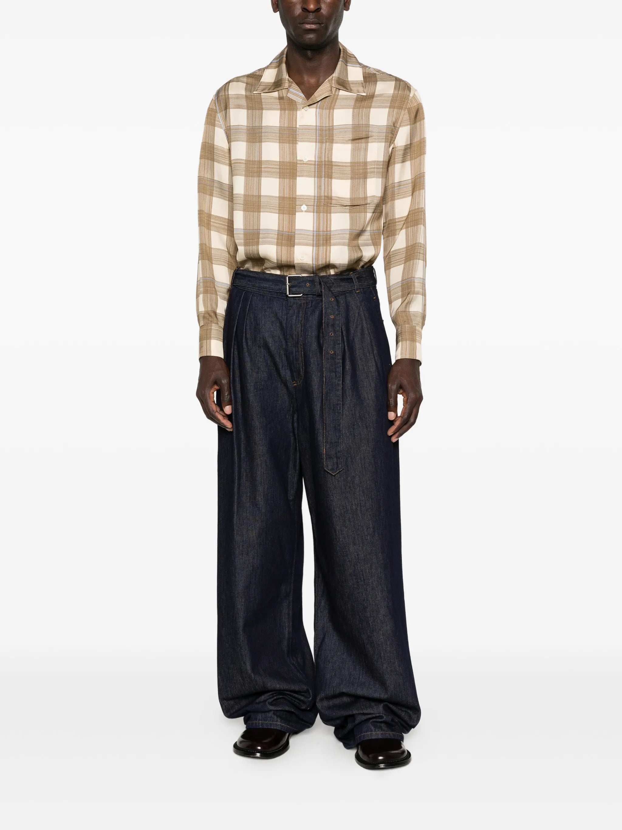 check-print shirt
