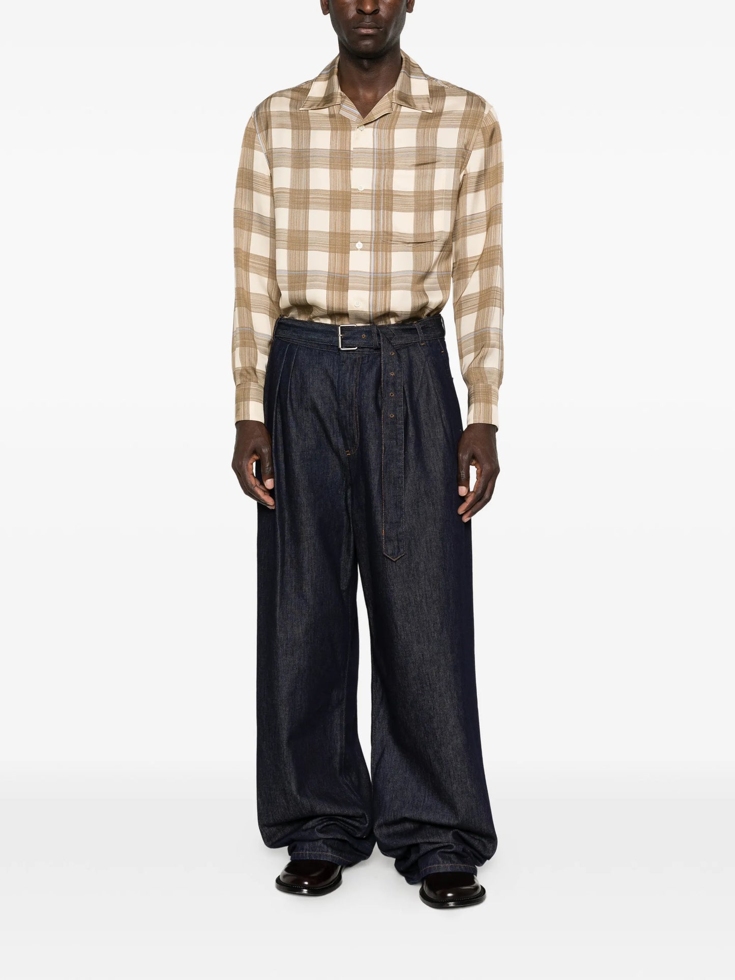check-print shirt