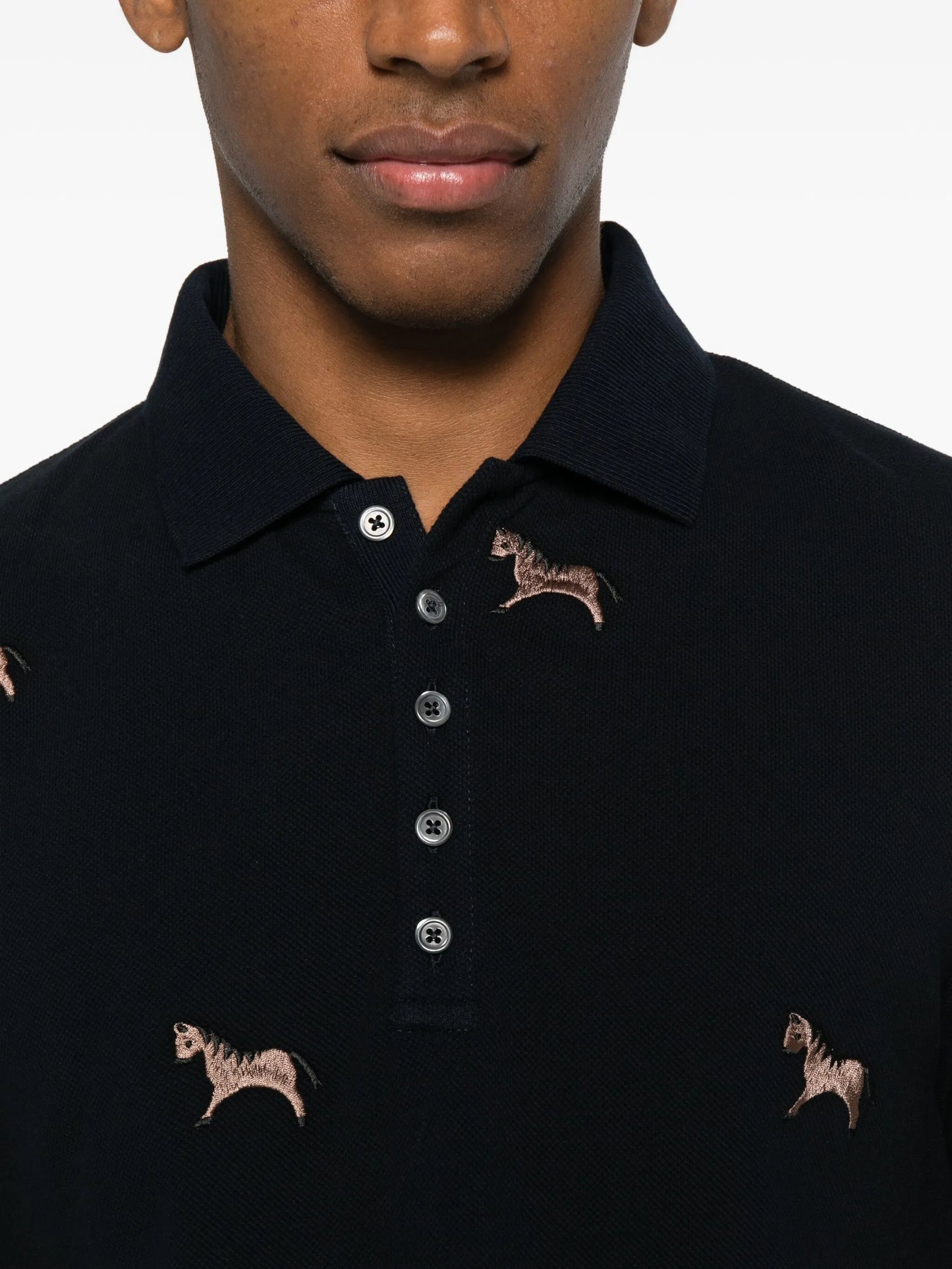 pique horse-embroidery polo shirt