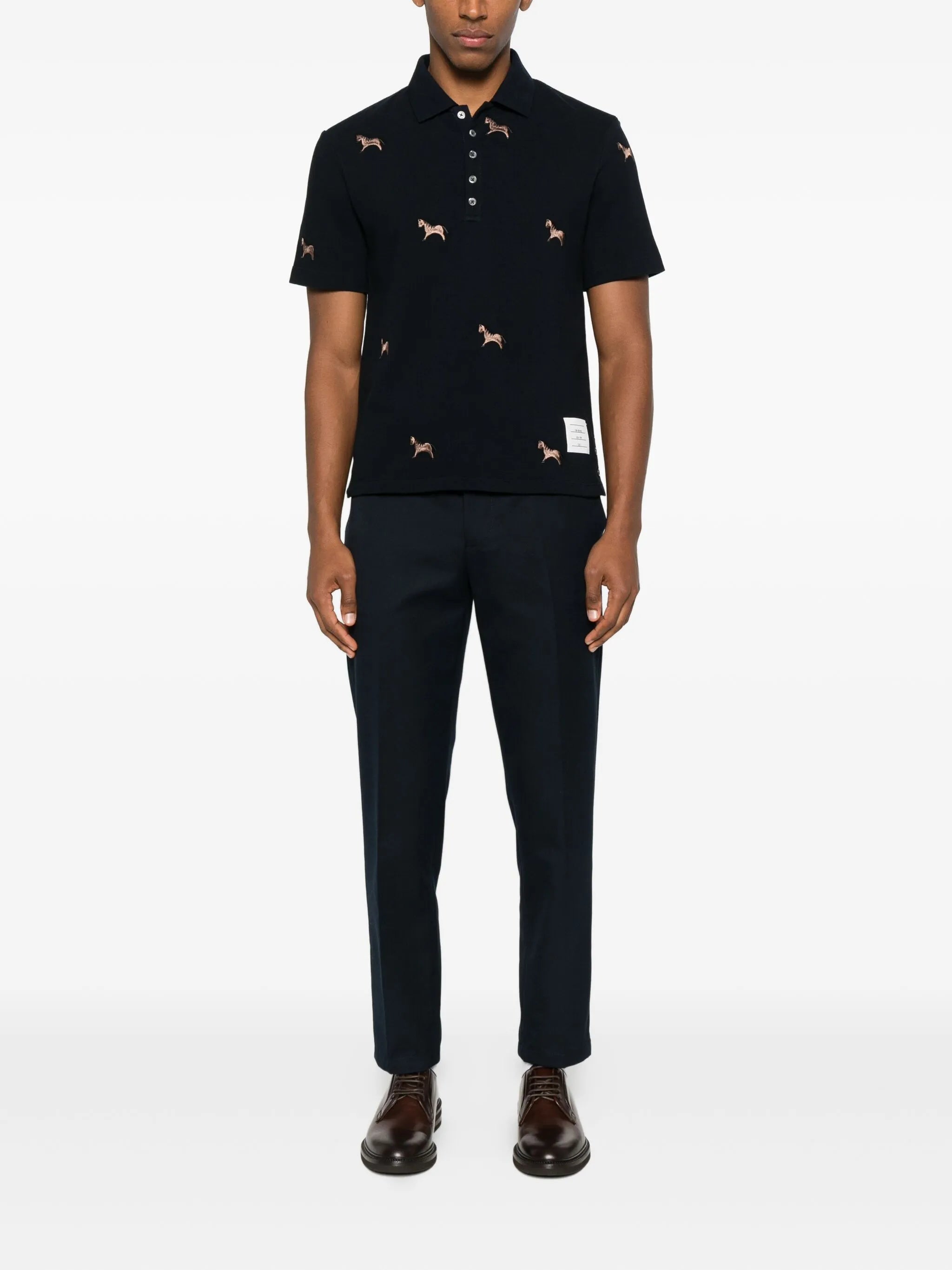pique horse-embroidery polo shirt