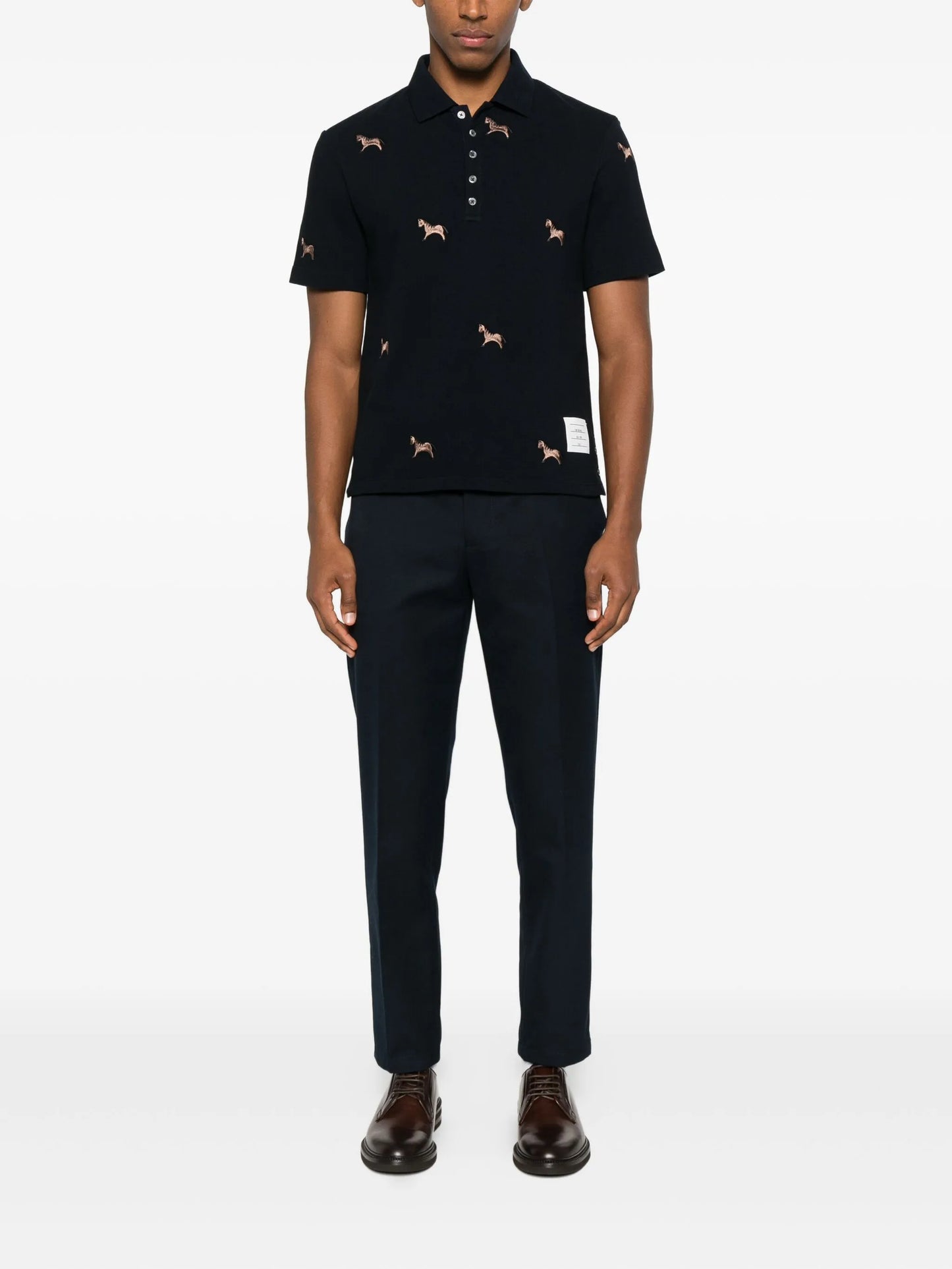pique horse-embroidery polo shirt