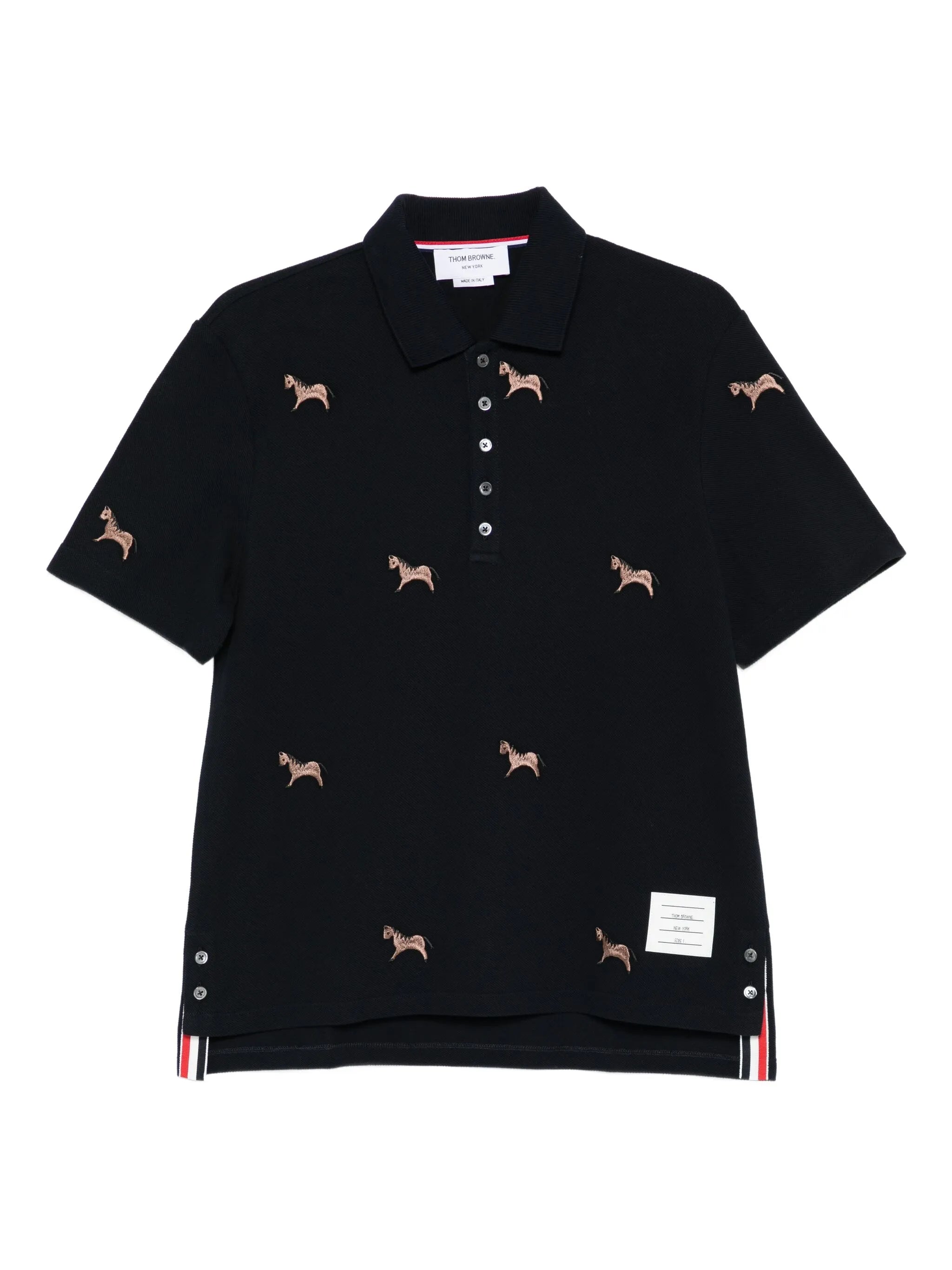 pique horse-embroidery polo shirt