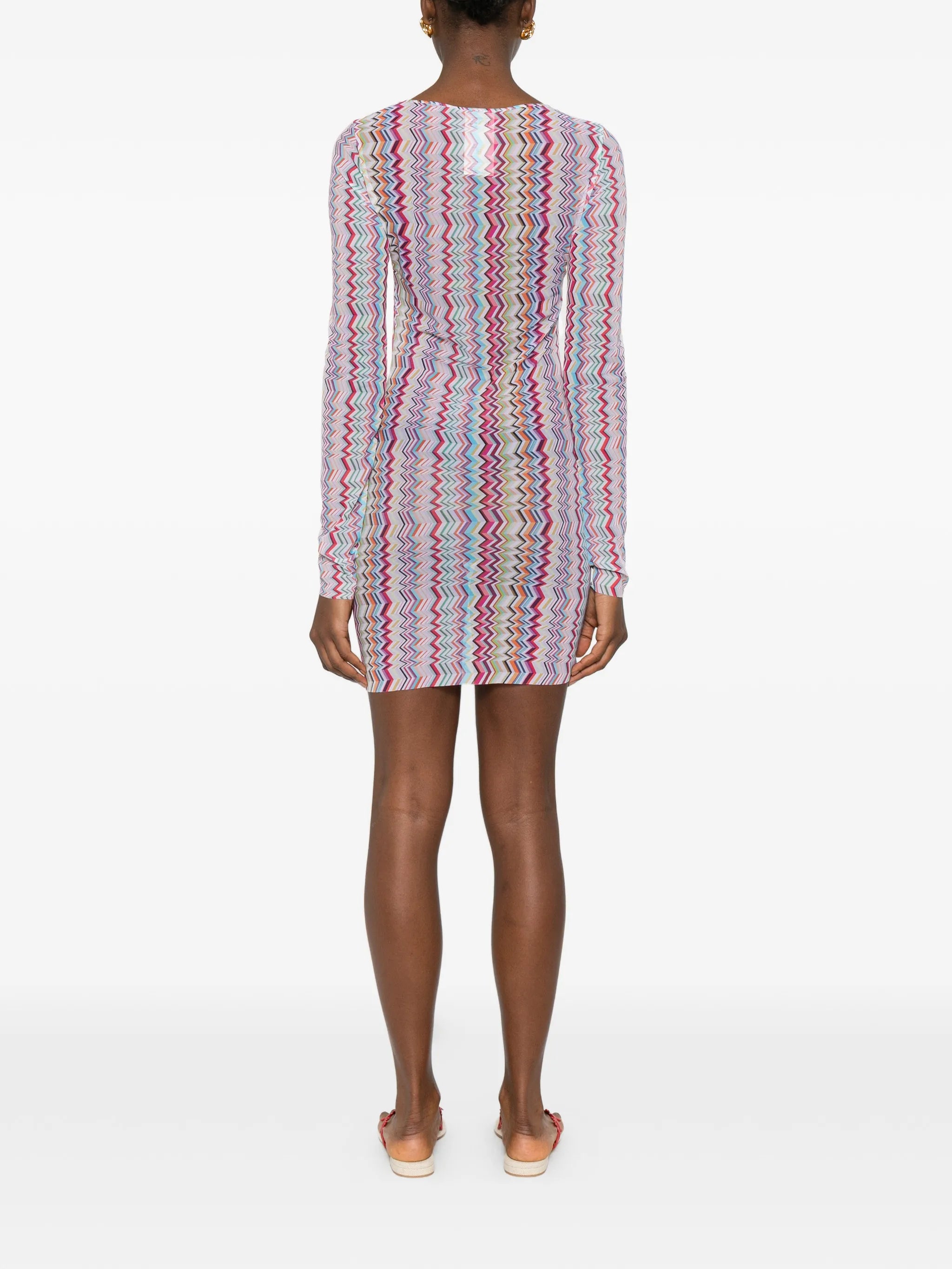 chevron-pattern mini dress