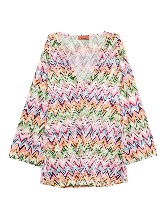V-neck zig-zag mini dress