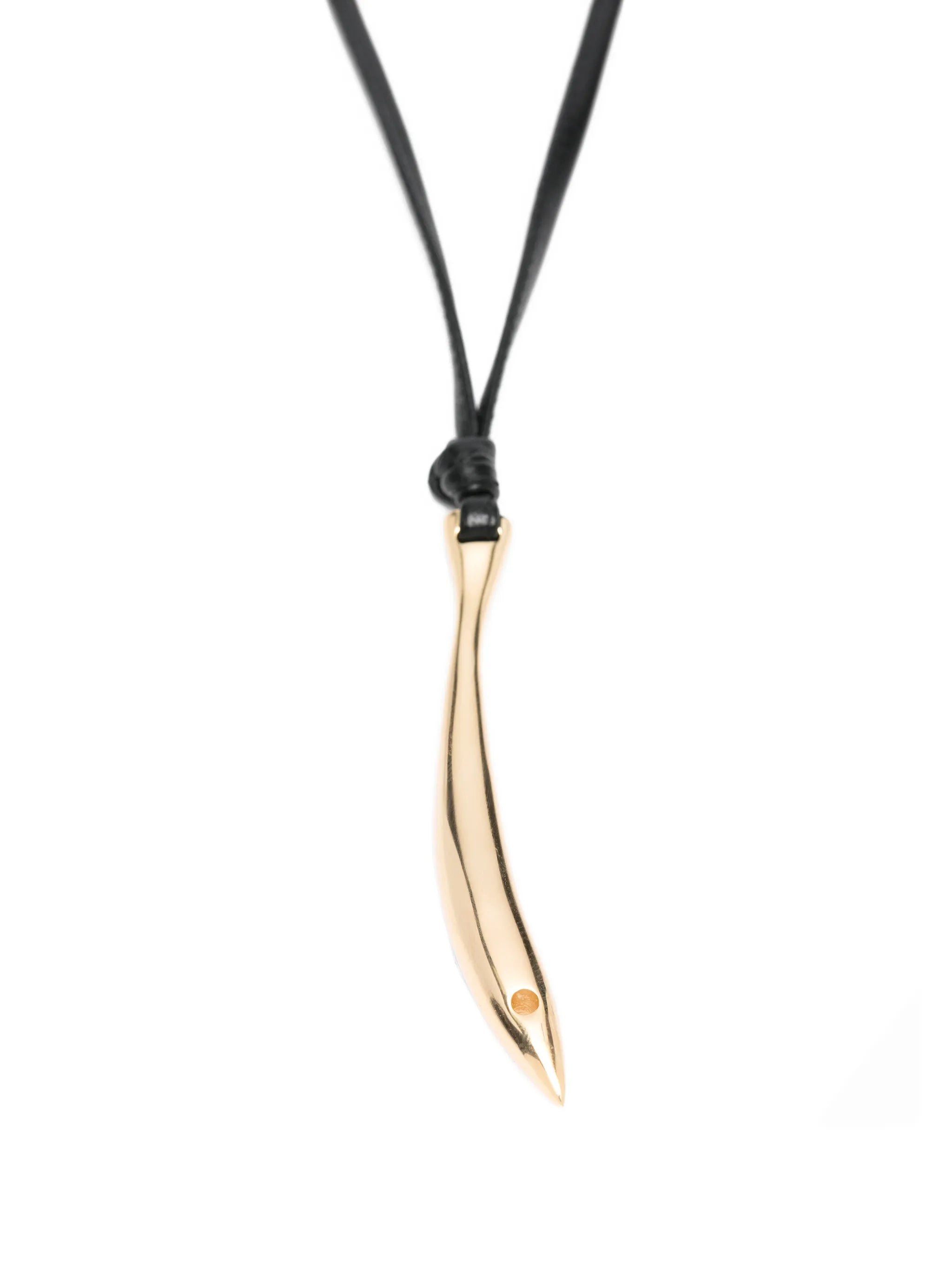 Sardine pendant leather-cord necklace