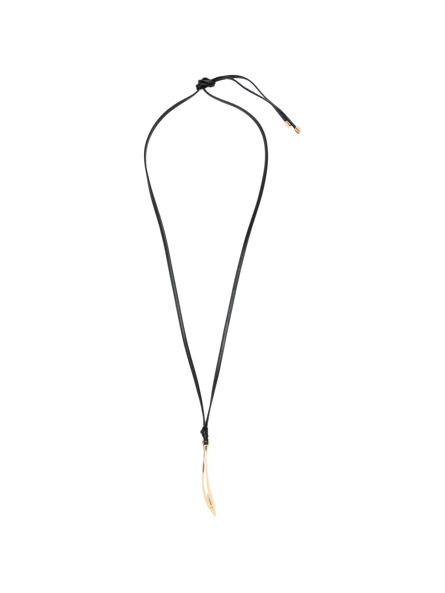 Sardine pendant leather-cord necklace