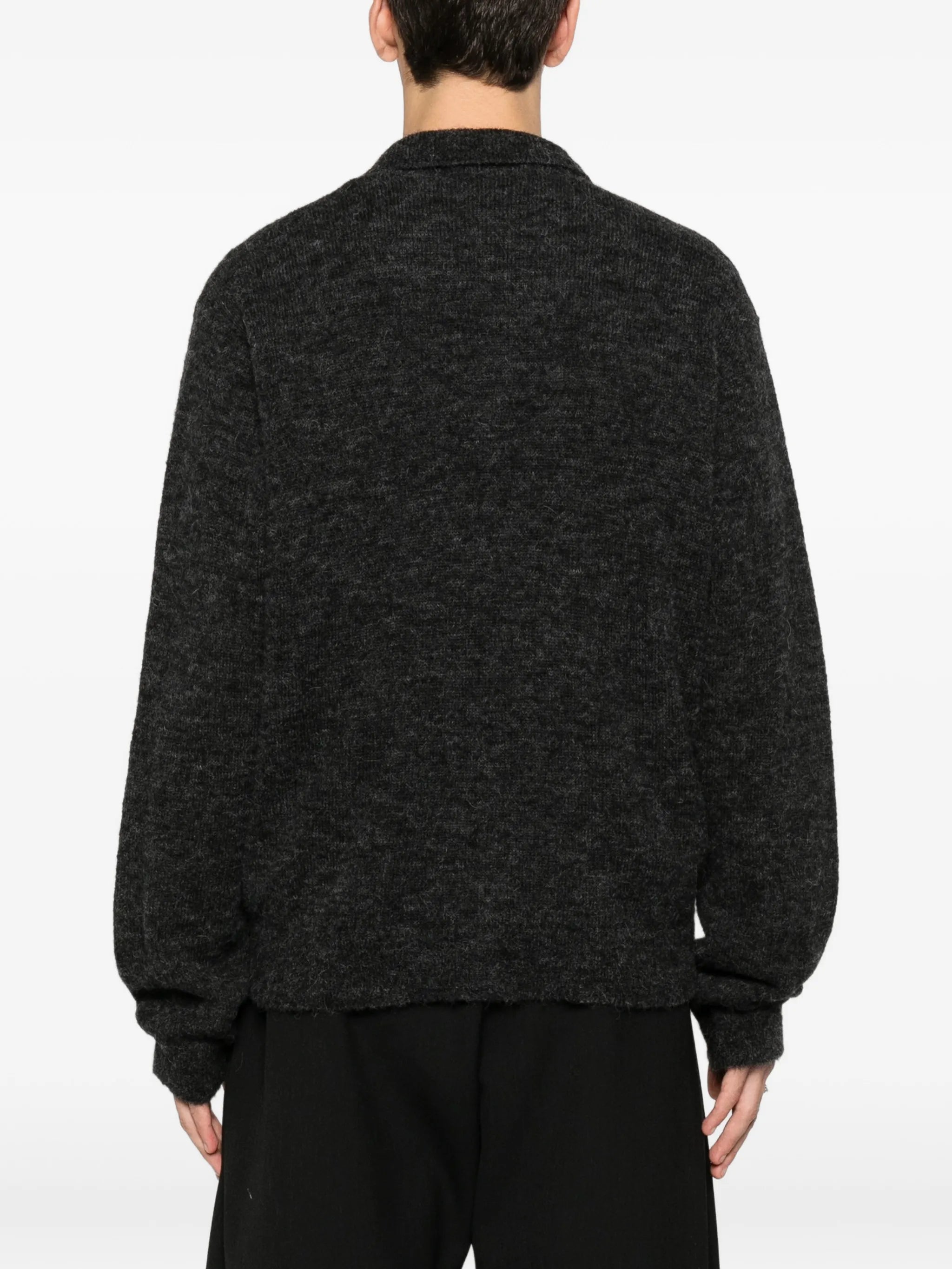 polo-collar cardigan