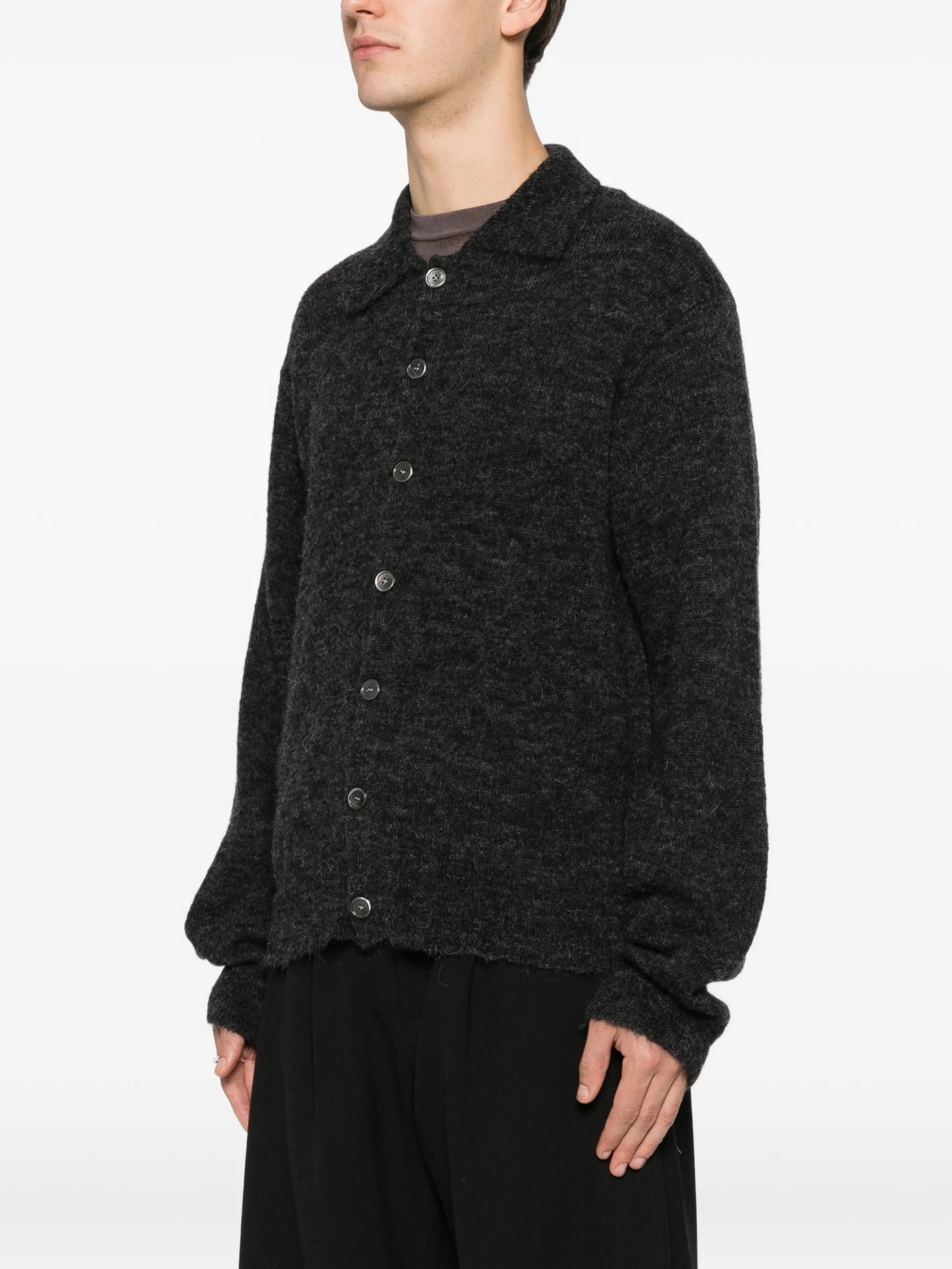 polo-collar cardigan